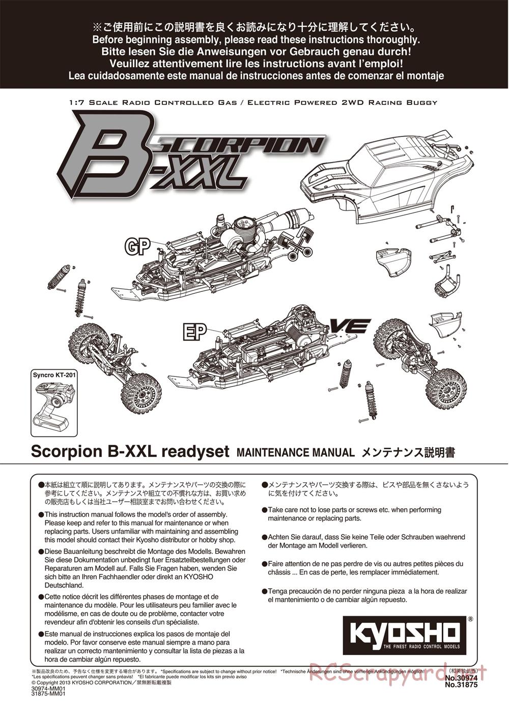 Kyosho - Scorpion B-XXL VE - Manual - Page 1