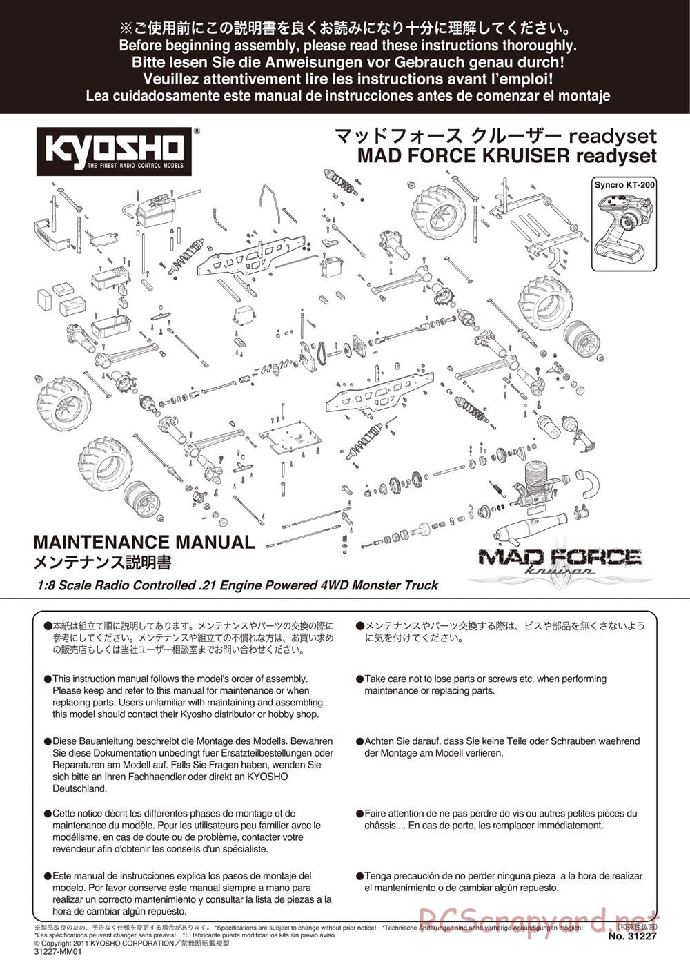 Kyosho - Mad Force Cruiser - Manual - Page 1