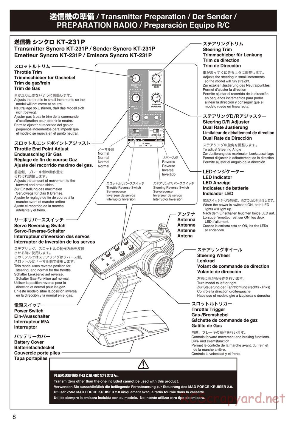 Kyosho - Mad Force Kruiser 2.0 - Manual - Page 8
