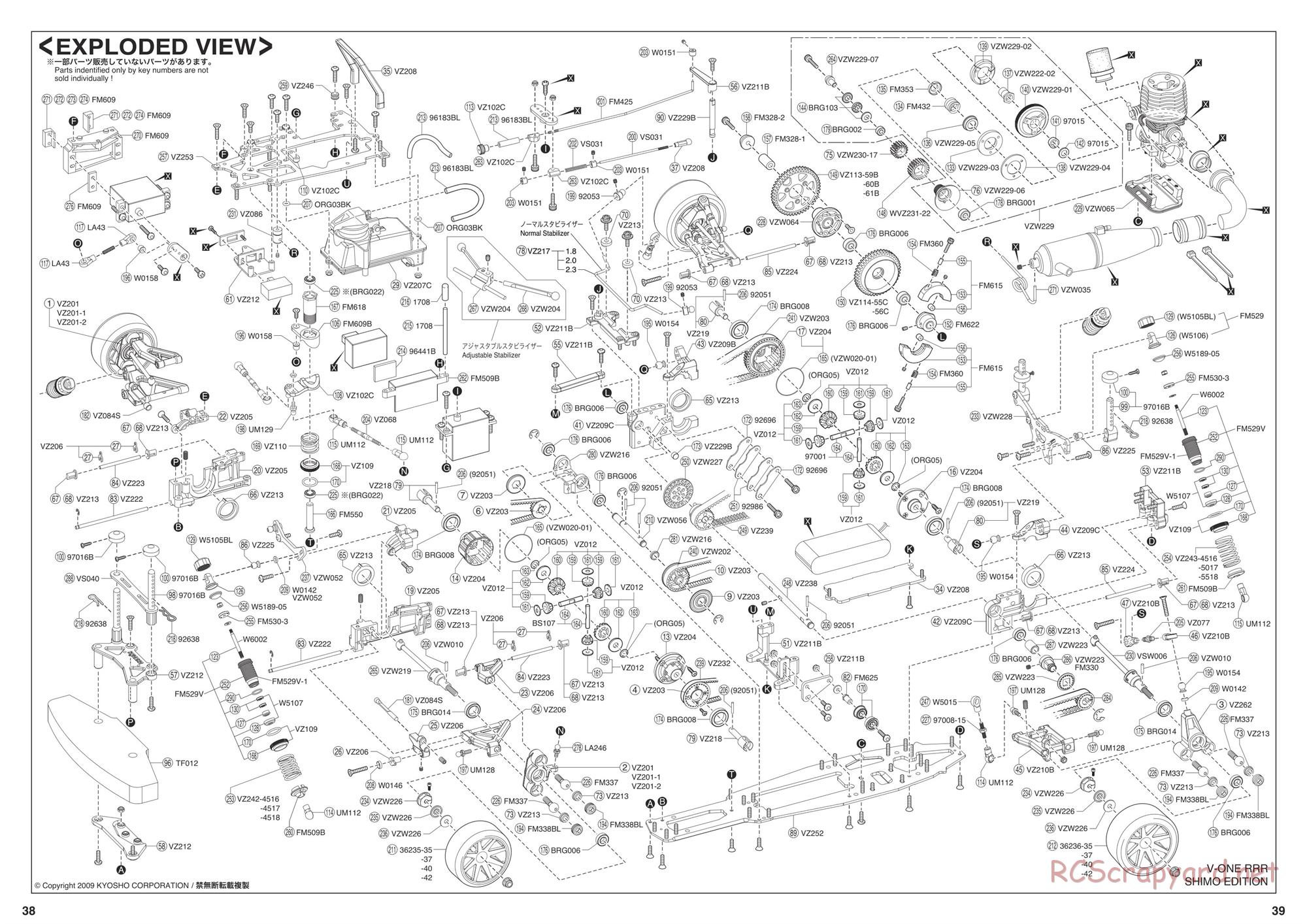 Kyosho - V-One RRR Shimo - Exploded Views - Page 1