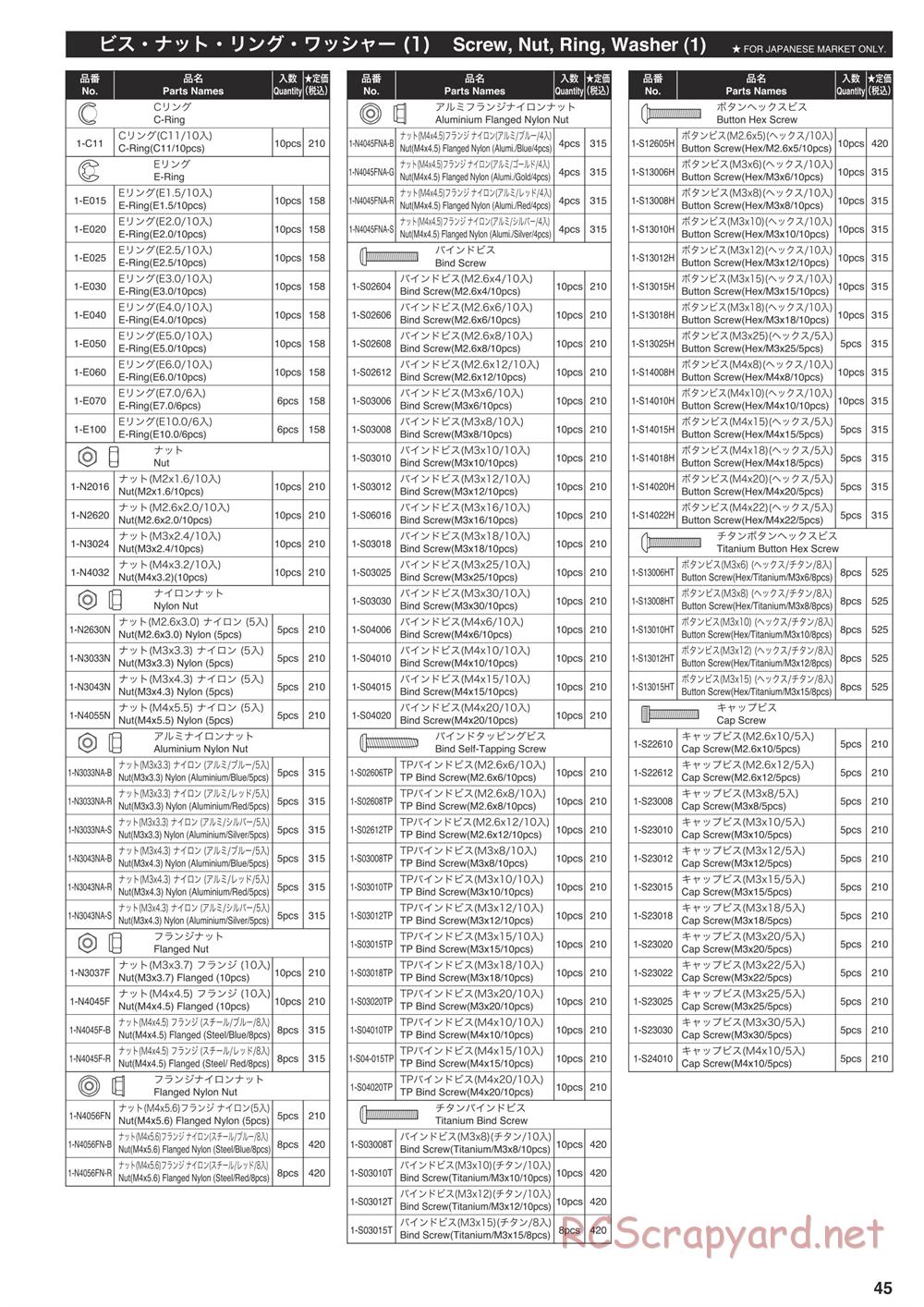 Kyosho - V-One RRR Shimo - Parts List - Page 6