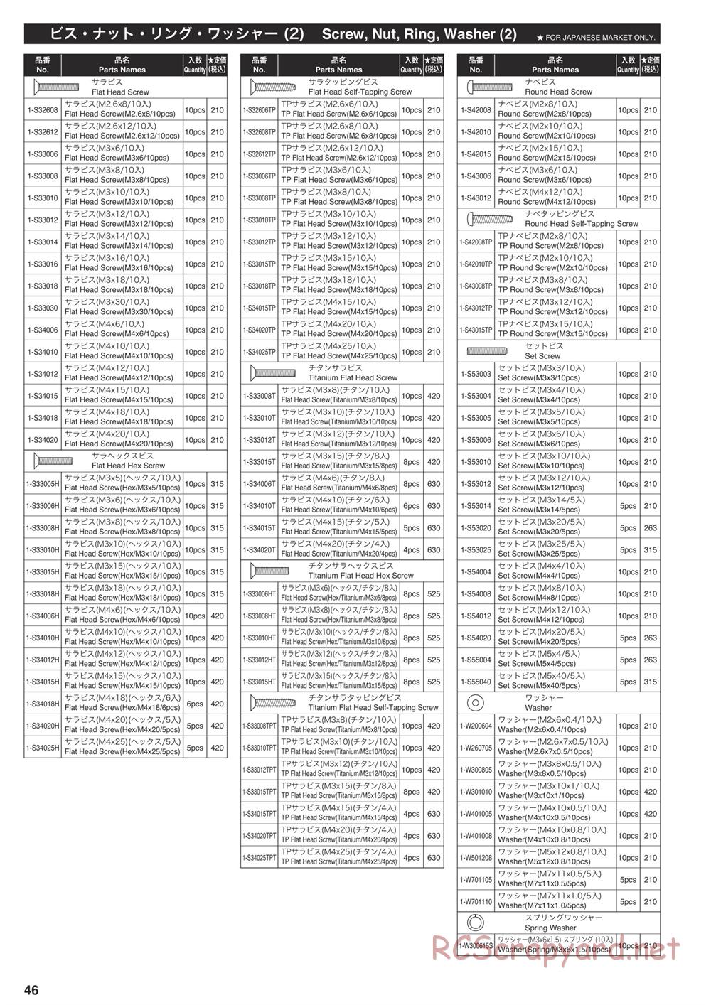 Kyosho - V-One RRR Shimo - Parts List - Page 7