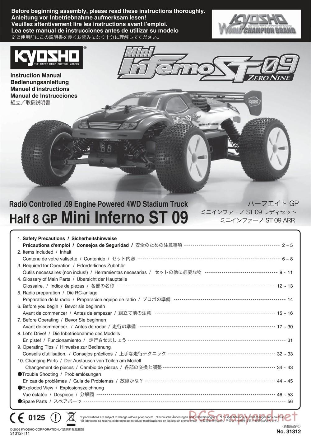 Kyosho - Mini Inferno ST 09 - Manual - Page 1