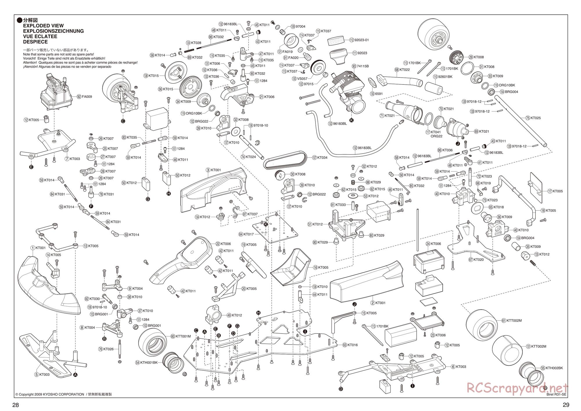 Kyosho - Birel R31-SE Kart - Exploded Views - Page 1