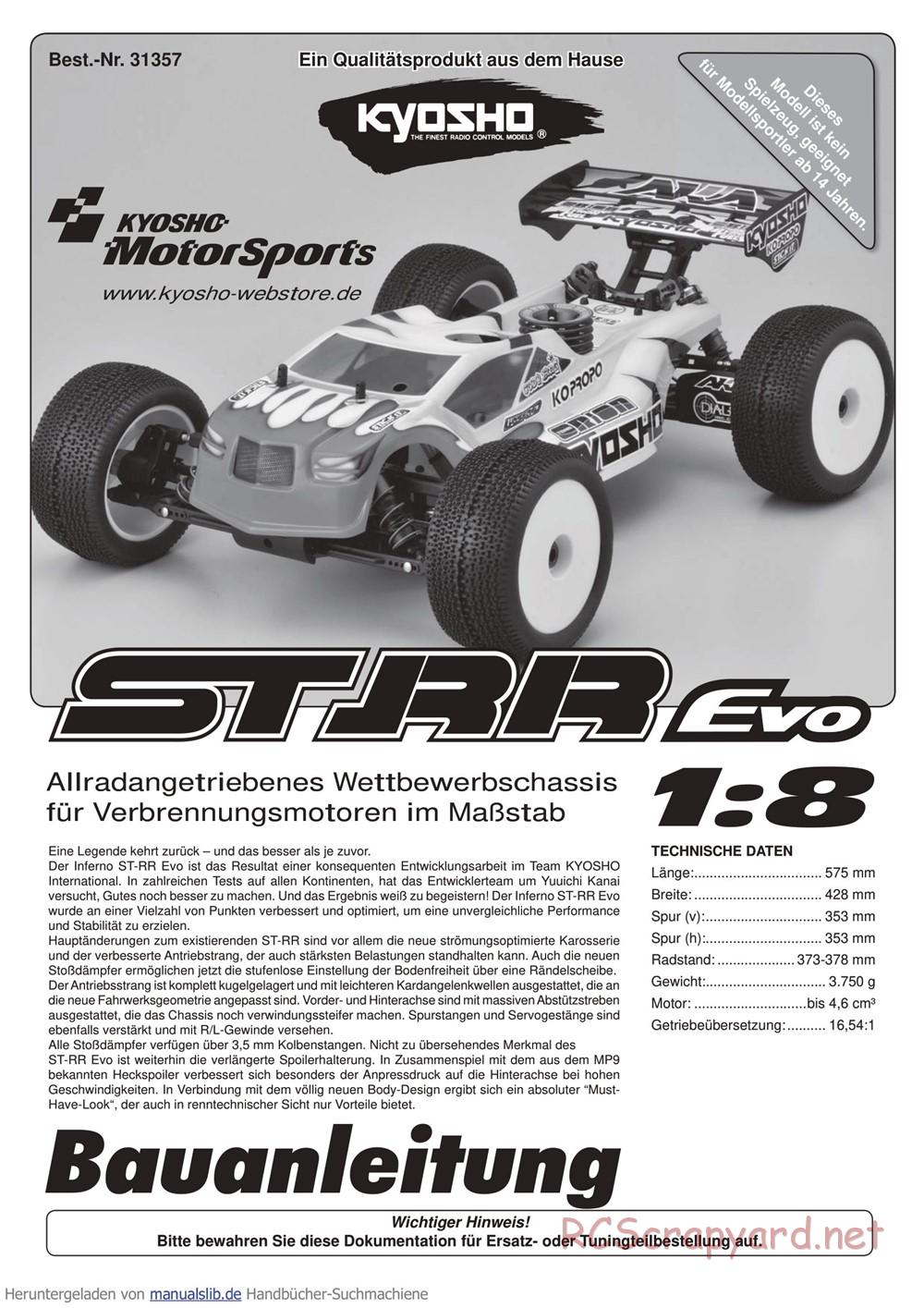 Kyosho - Inferno ST-RR Evo - Manual - Page 1