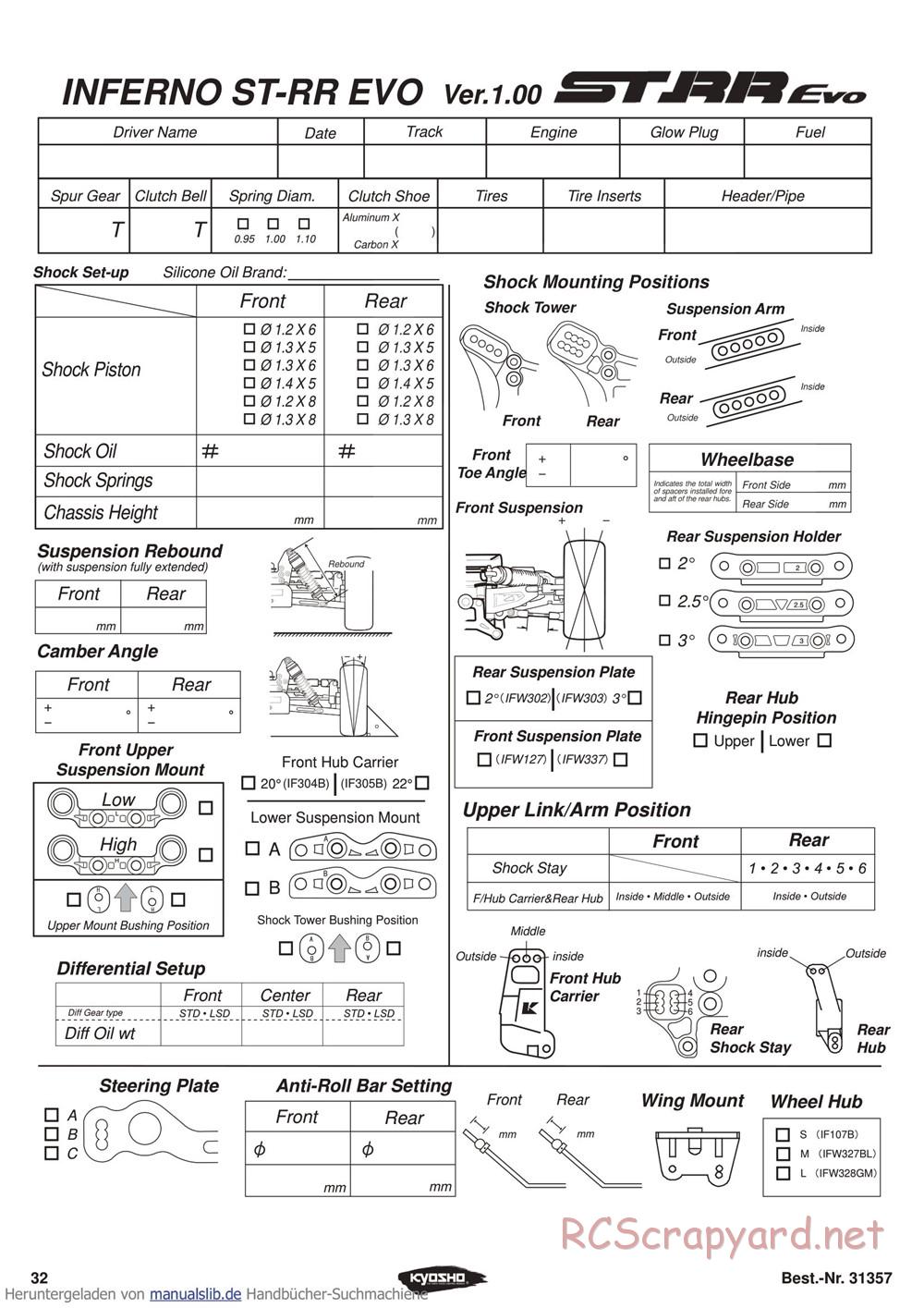 Kyosho - Inferno ST-RR Evo - Manual - Page 32