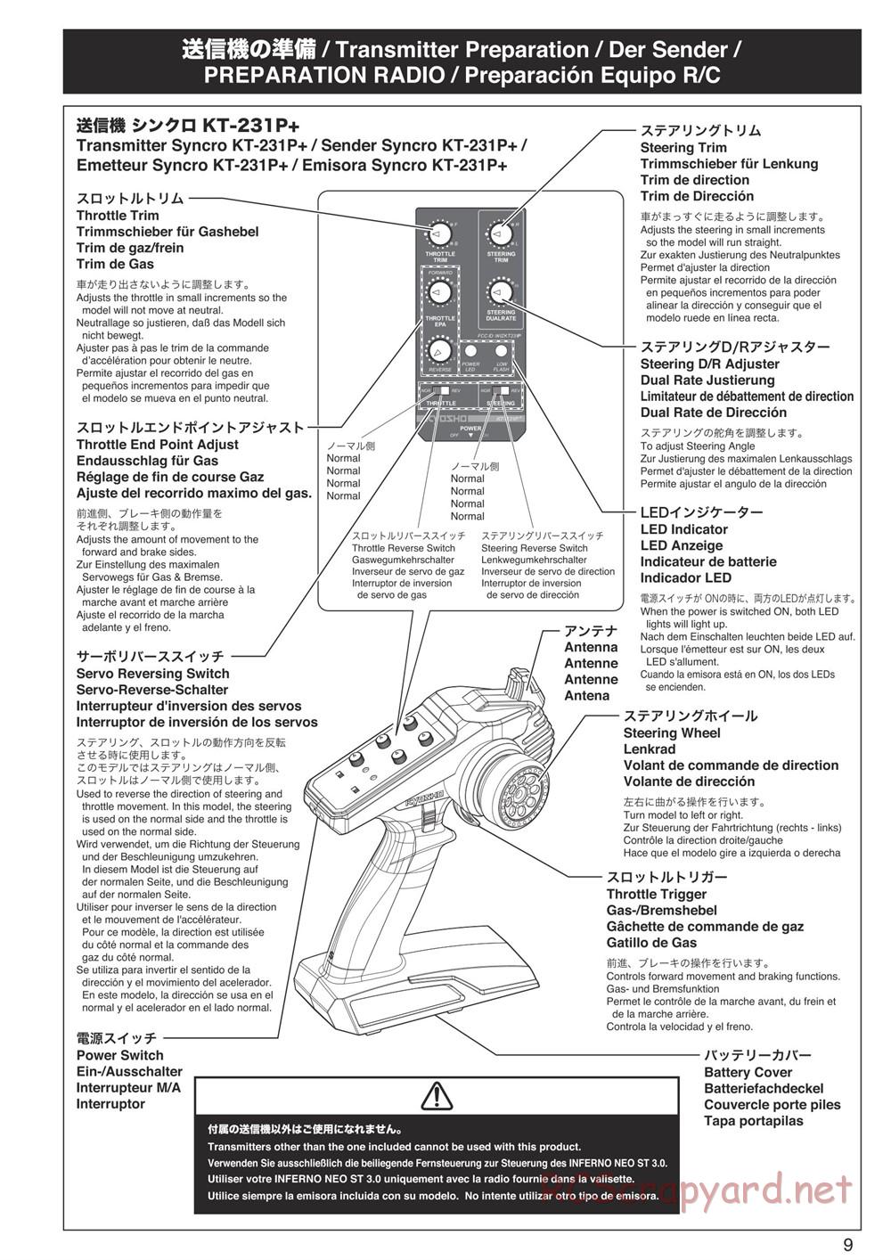 Kyosho - Inferno Neo ST 3.0 - Manual - Page 9