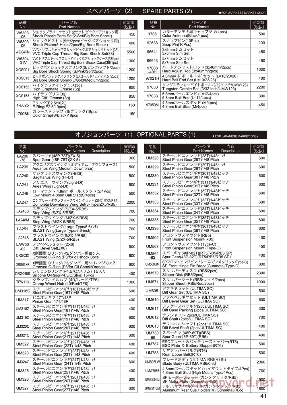Kyosho - Ultima RB6 (2015) - Parts List - Page 2