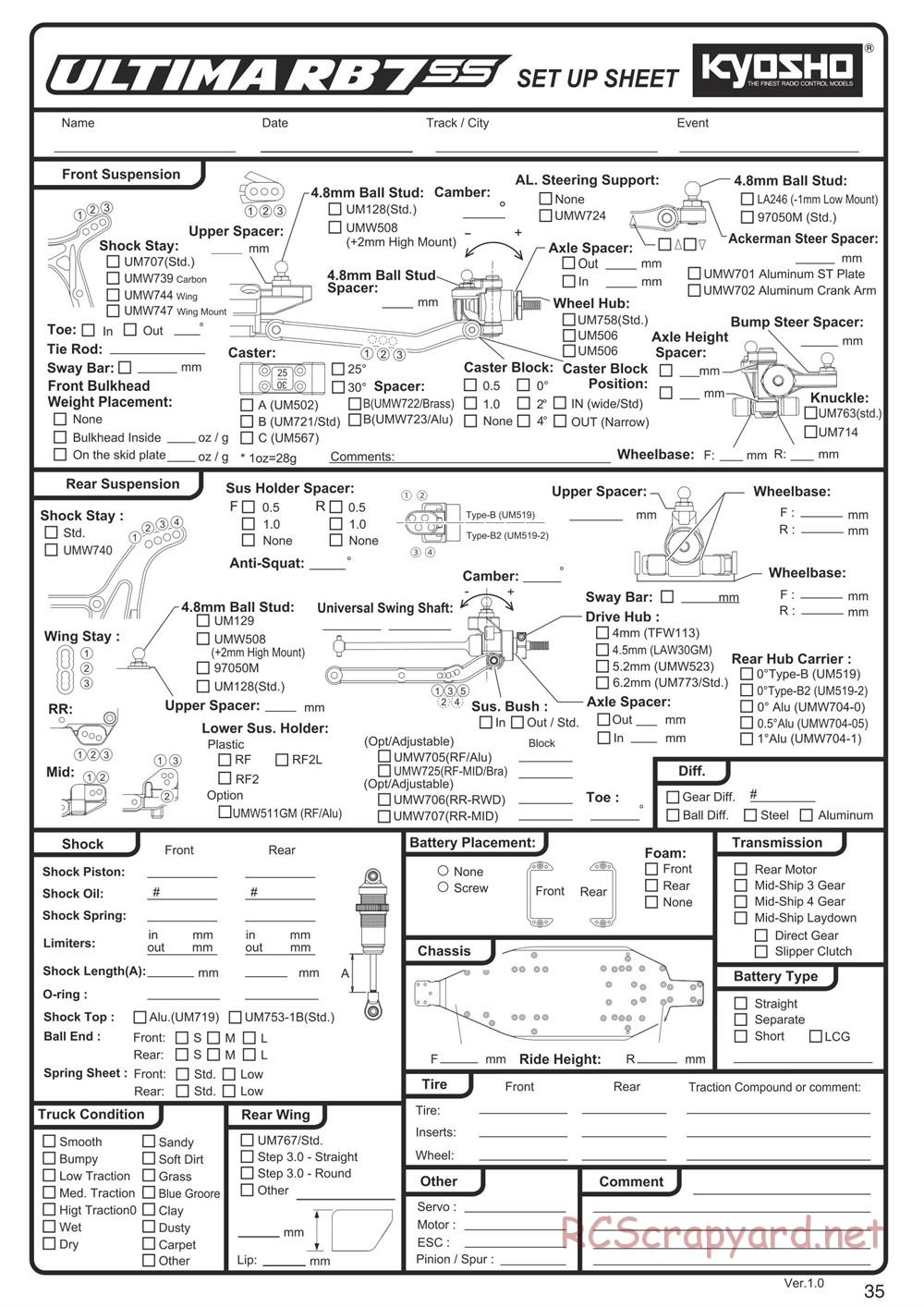 Kyosho - Ultima RB7SS - Manual - Page 35