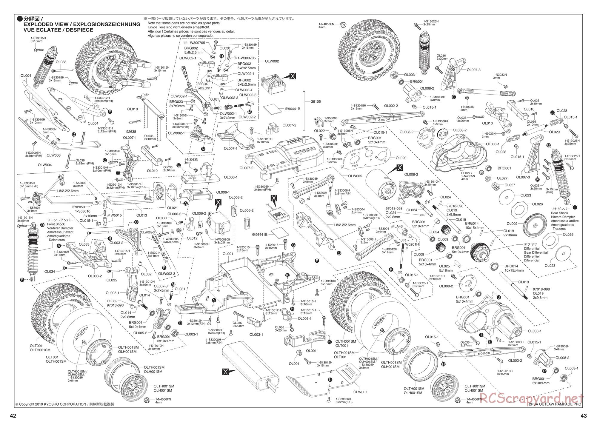 Kyosho - Outlaw Rampage Pro - Exploded Views - Page 1