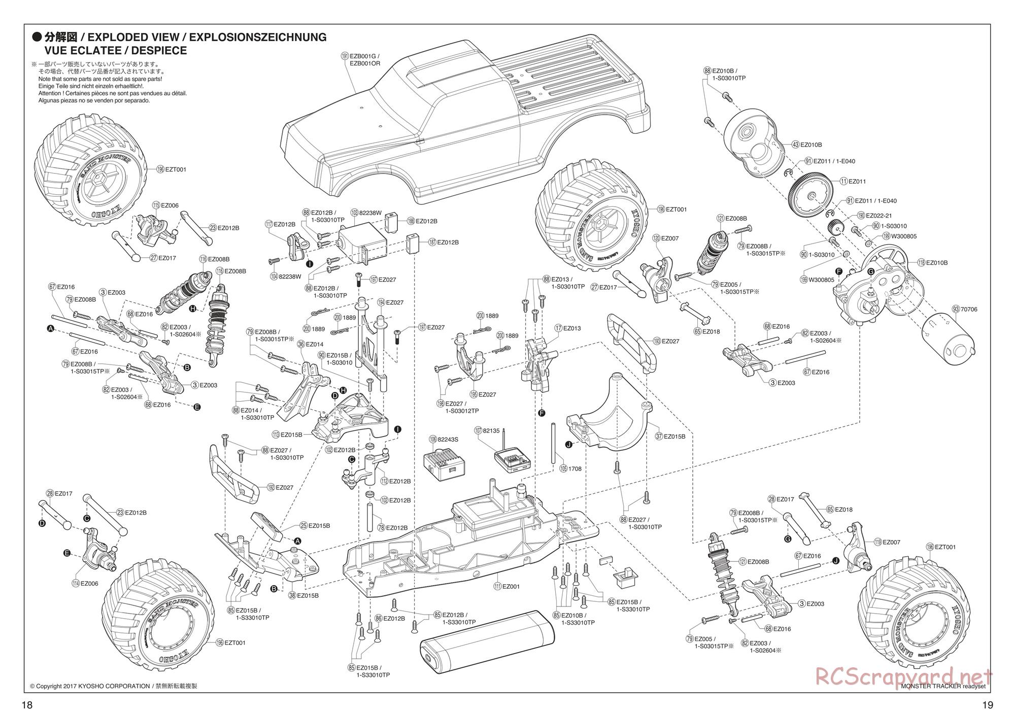 Kyosho - Monster Tracker EP - Exploded Views - Page 1