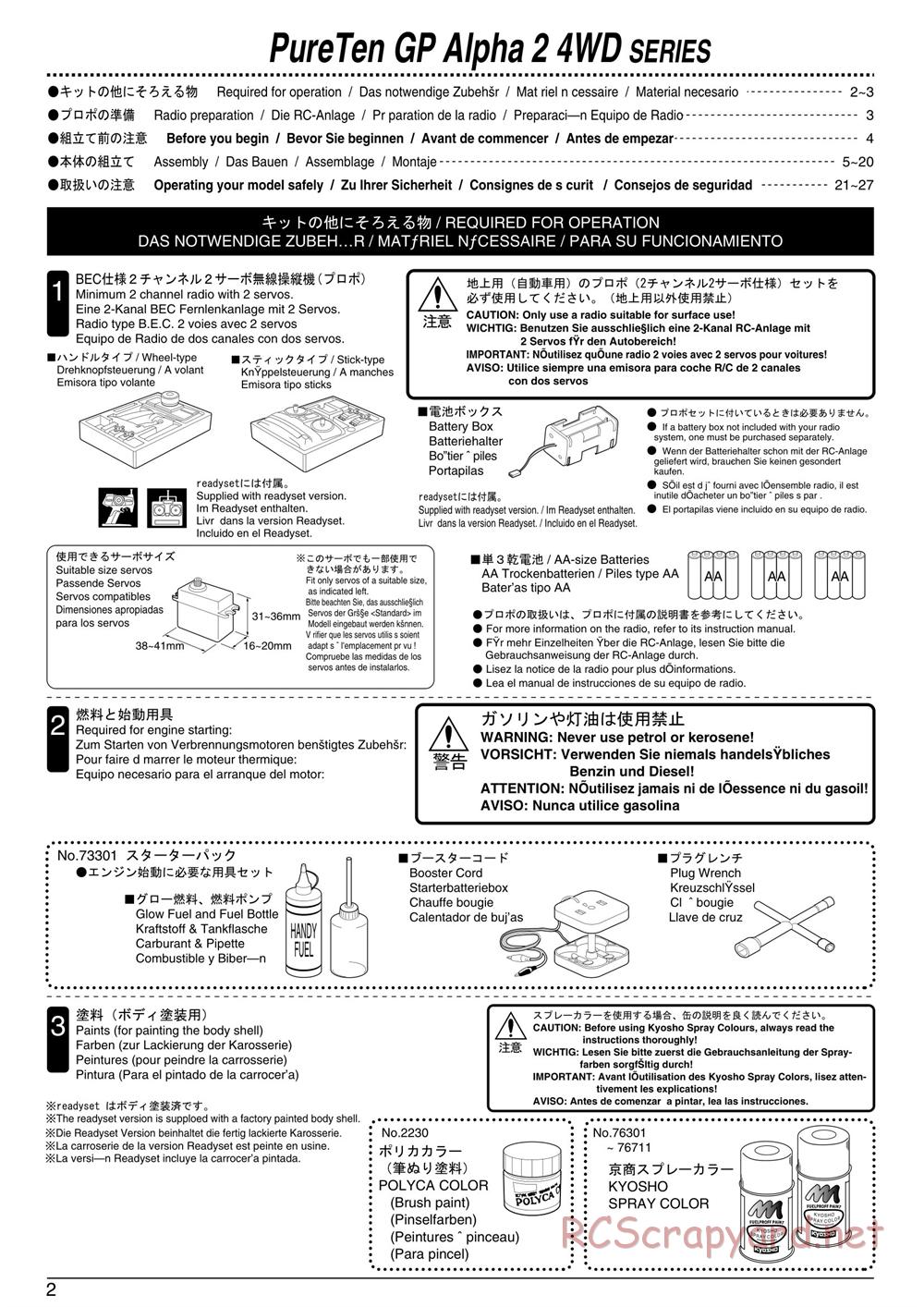 Kyosho - PureTen GP Alpha 2 - Manual - Page 2