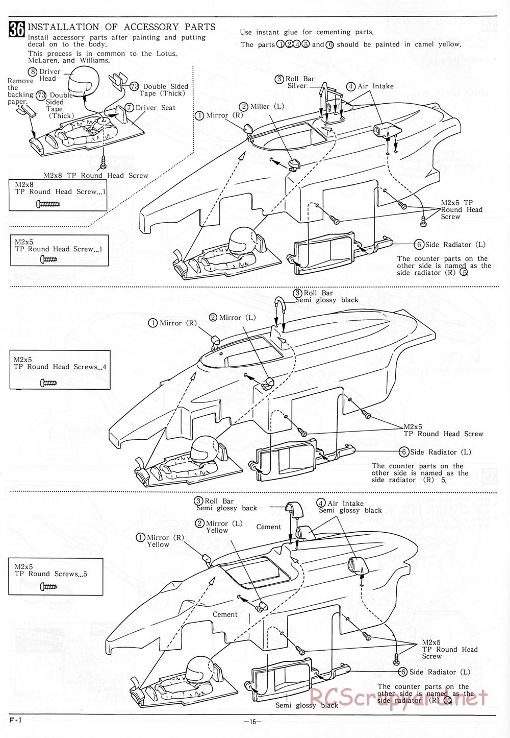 Kyosho - 1/18 Scale Formula One (F1) - Manual - Page 16