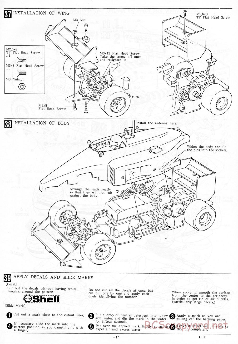 Kyosho - 1/18 Scale Formula One (F1) - Manual - Page 17