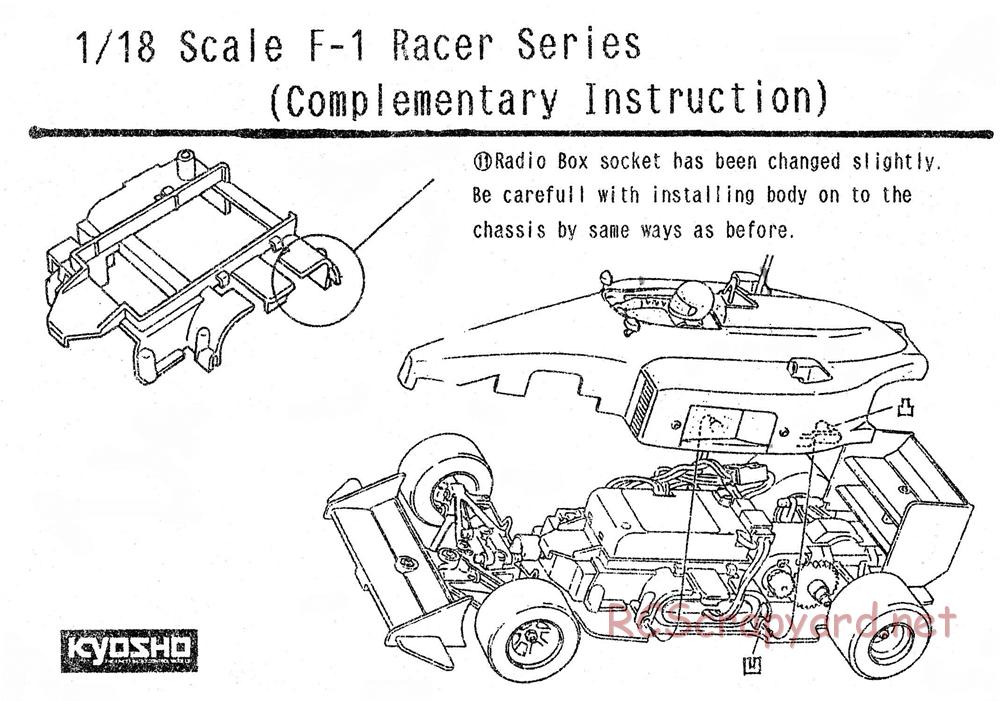 Kyosho - 1/18 Scale Formula One (F1) - Manual - Page 26