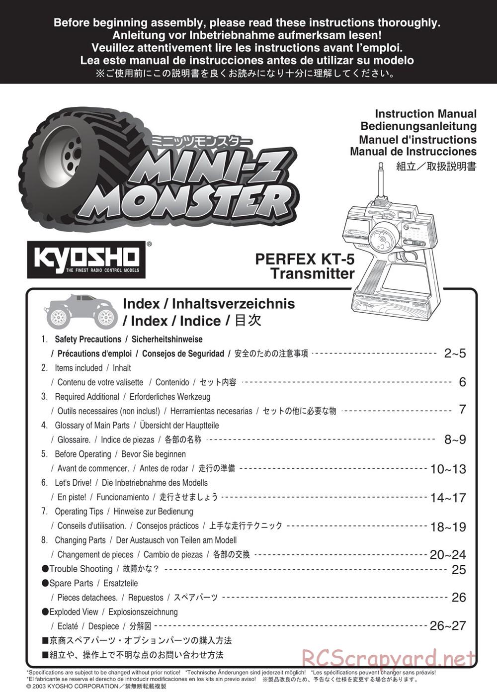 Kyosho - Mini-Z Monster Truck - Manual - Page 1