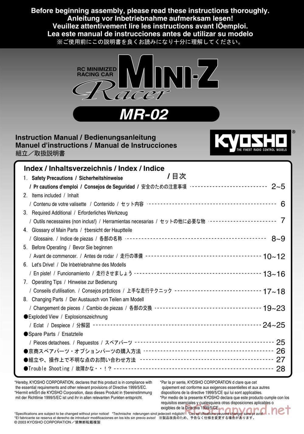 Kyosho - Mini-Z Racer MR02 - Manual - Page 1