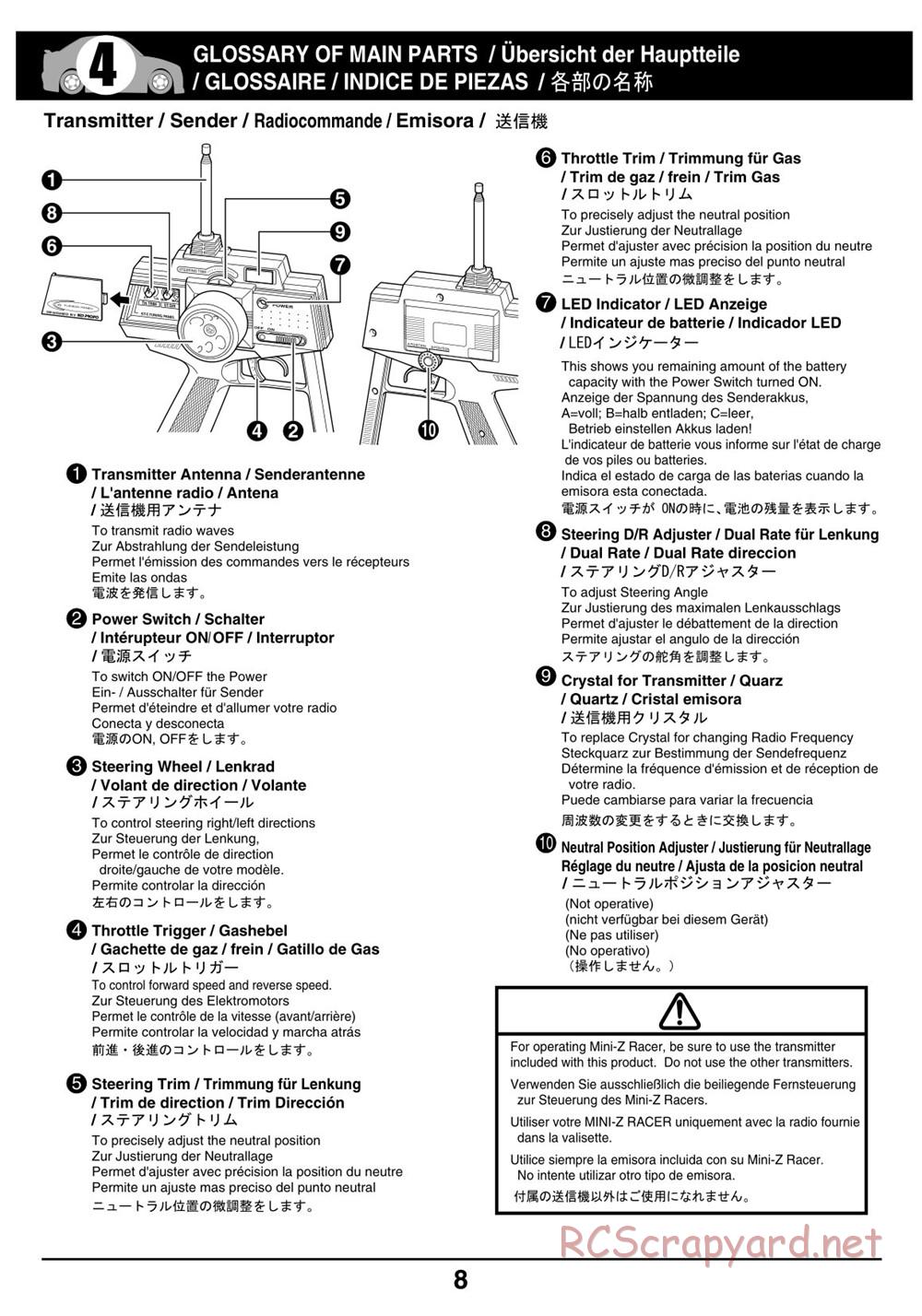 Kyosho - Mini-Z Racer MR02 - Manual - Page 8
