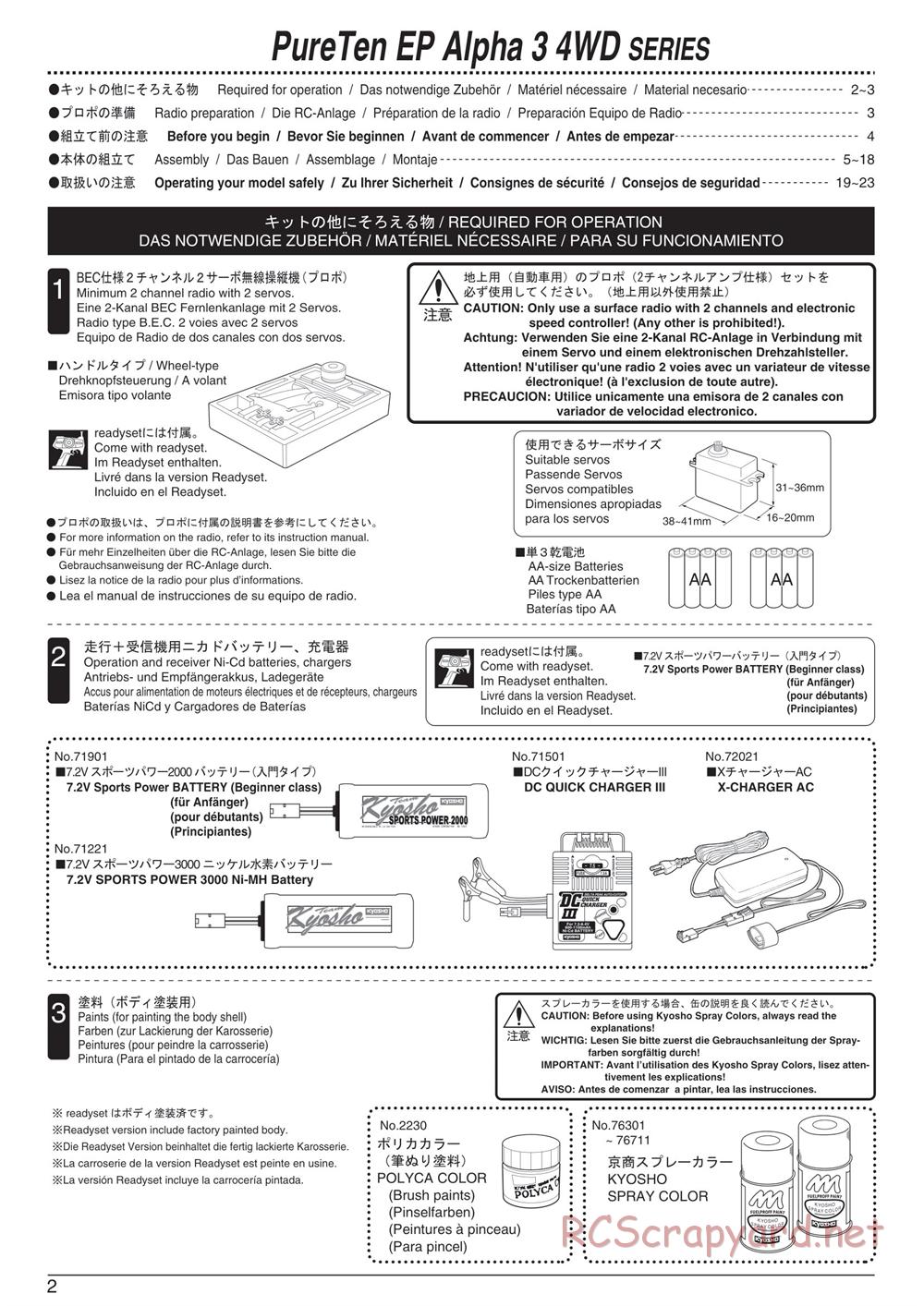 Kyosho - PureTen EP Alpha 3 - Manual - Page 2