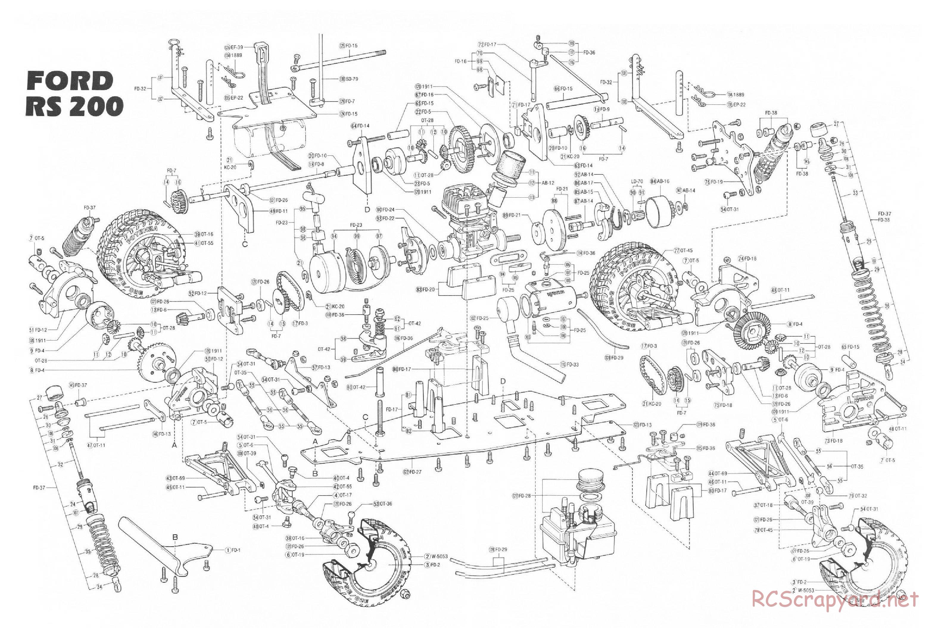 Kyosho - GP10 (FW-01) - Ford RS-200 - Exploded View and Parts List - Page 1
