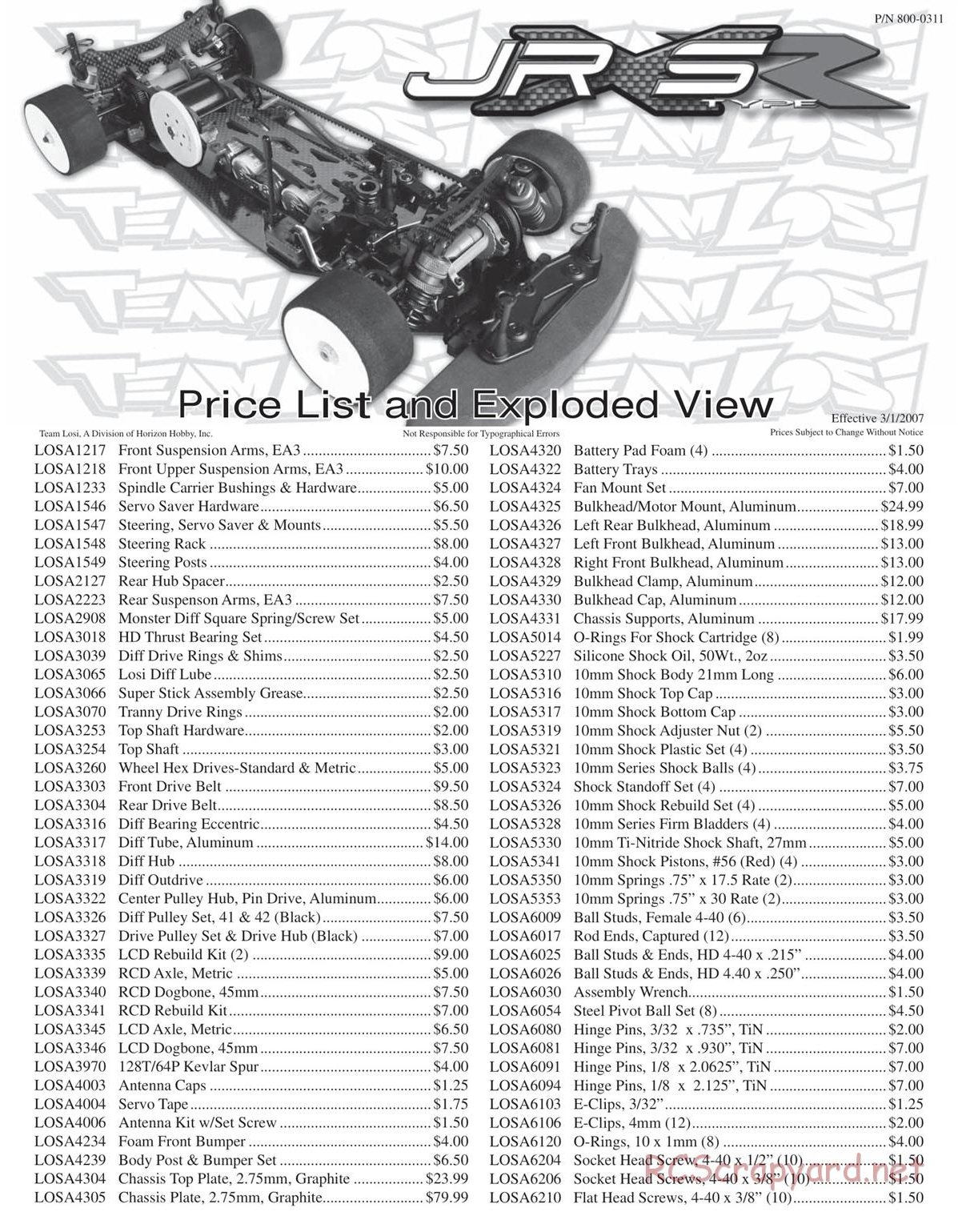 Team Losi - JRX-S Type-R - Manual - Page 1