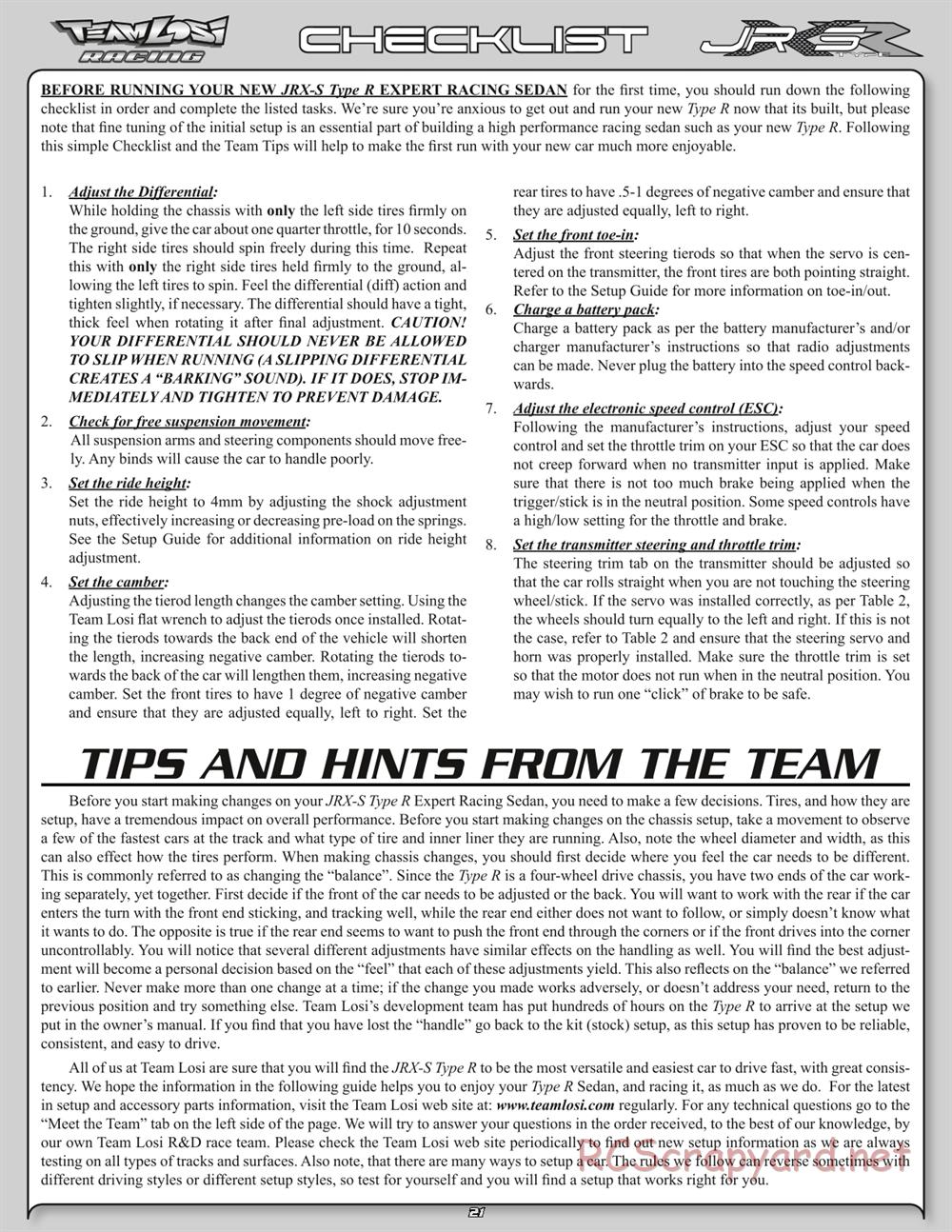 Team Losi - JRX-S Type-R - Manual - Page 24