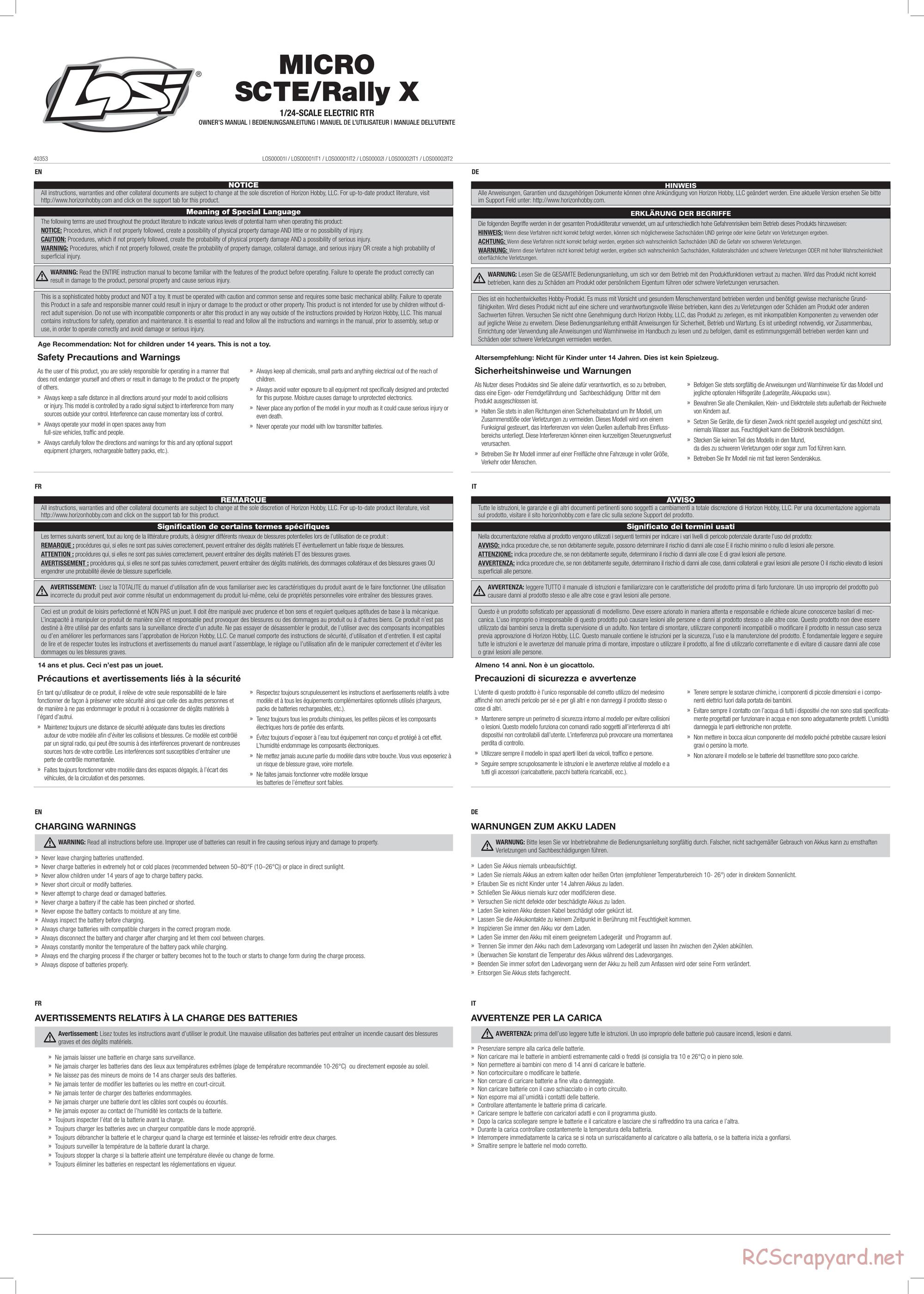 Team Losi - Micro SCTE - Manual - Page 1