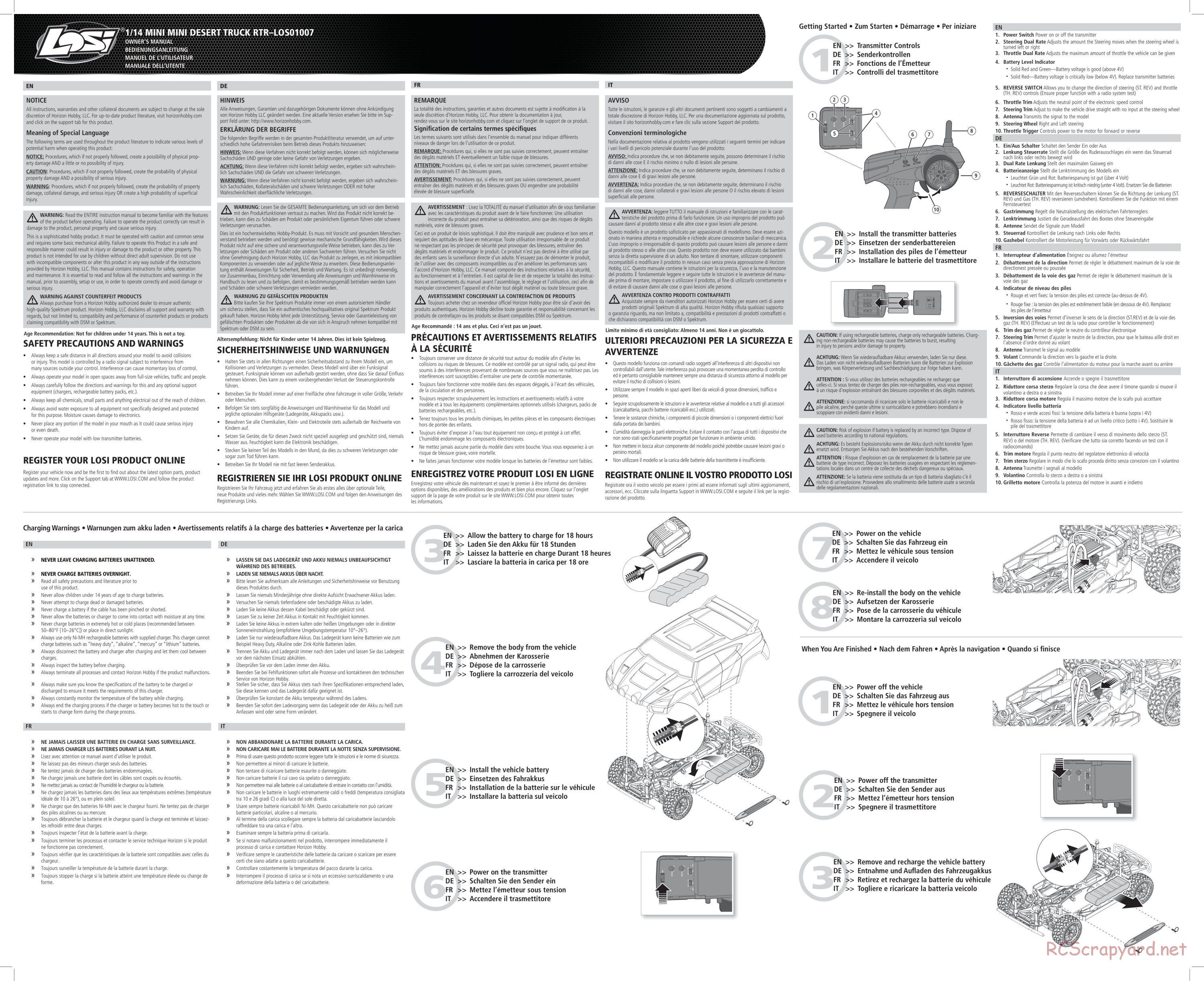 Team Losi - Mini Desert Truck - Manual - Page 1