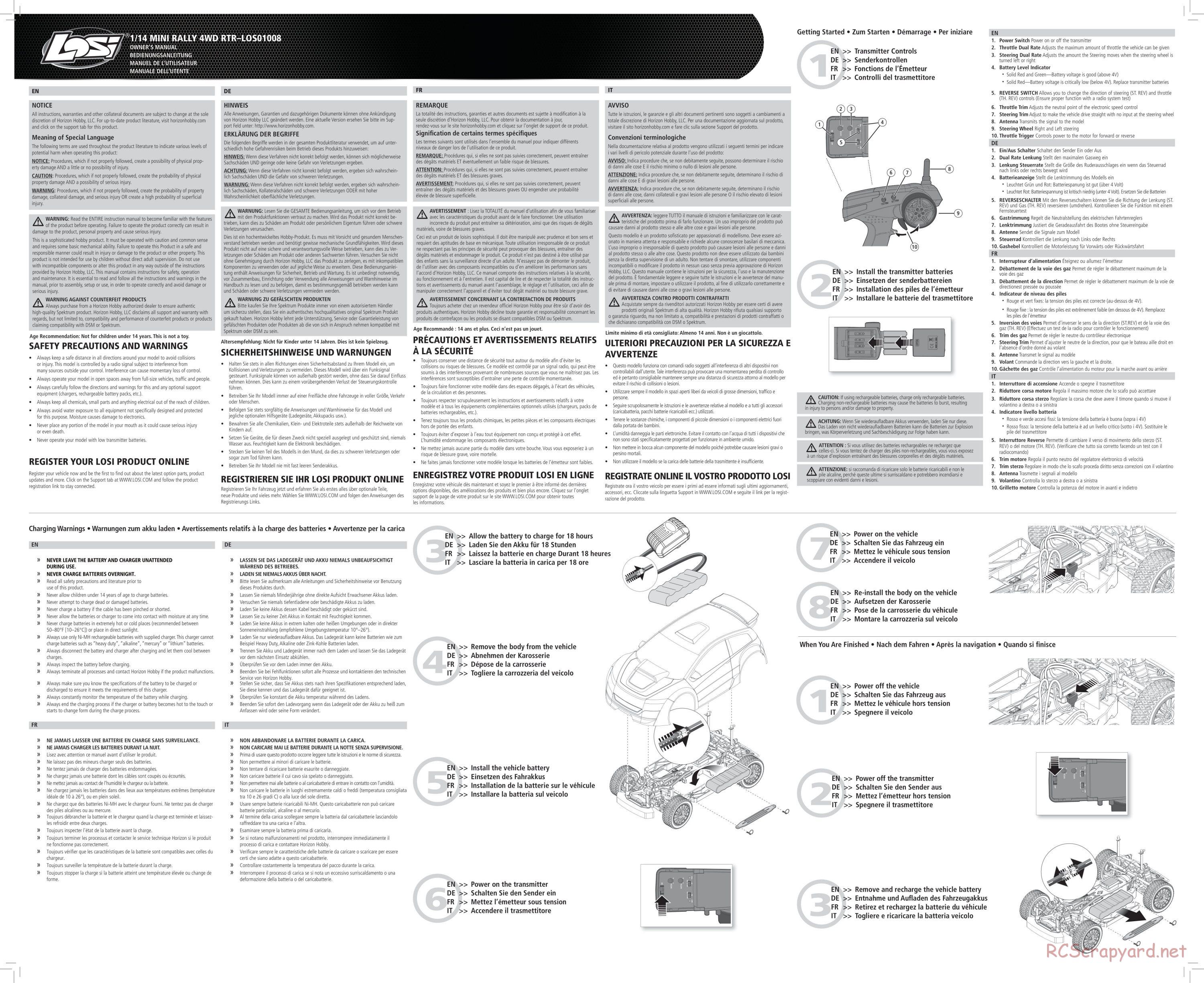 Team Losi - Mini Rally Car - Manual - Page 1