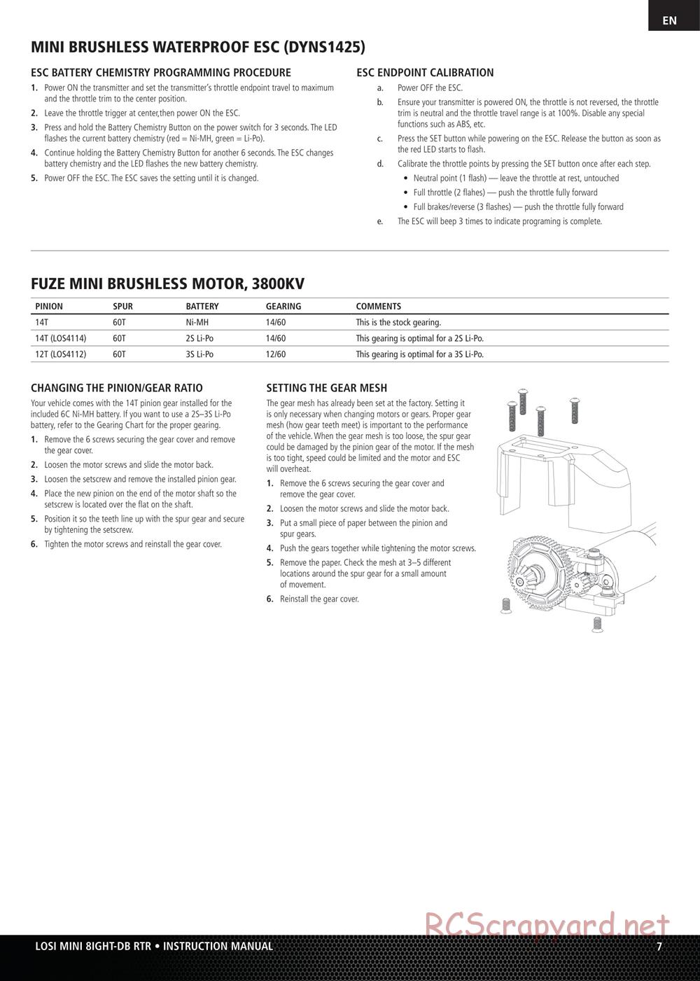 Team Losi - Mini 8ight DB - Manual - Page 7