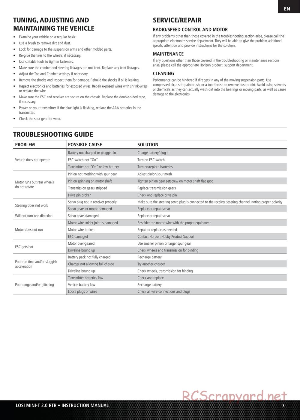 Team Losi - Mini-T 2.0 - Manual - Page 7