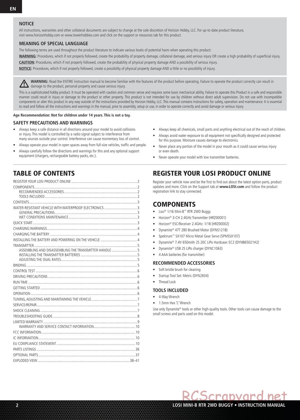 Team Losi - Mini-B - Manual - Page 2