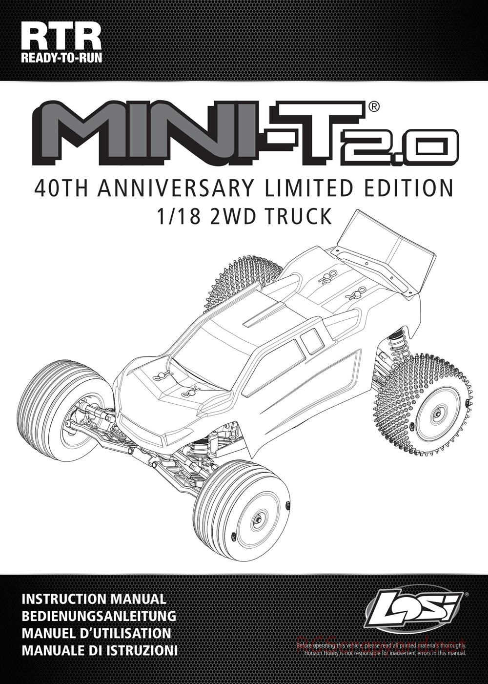 Team Losi - Mini-T 2.0 Limited Edition - Manual - Page 1