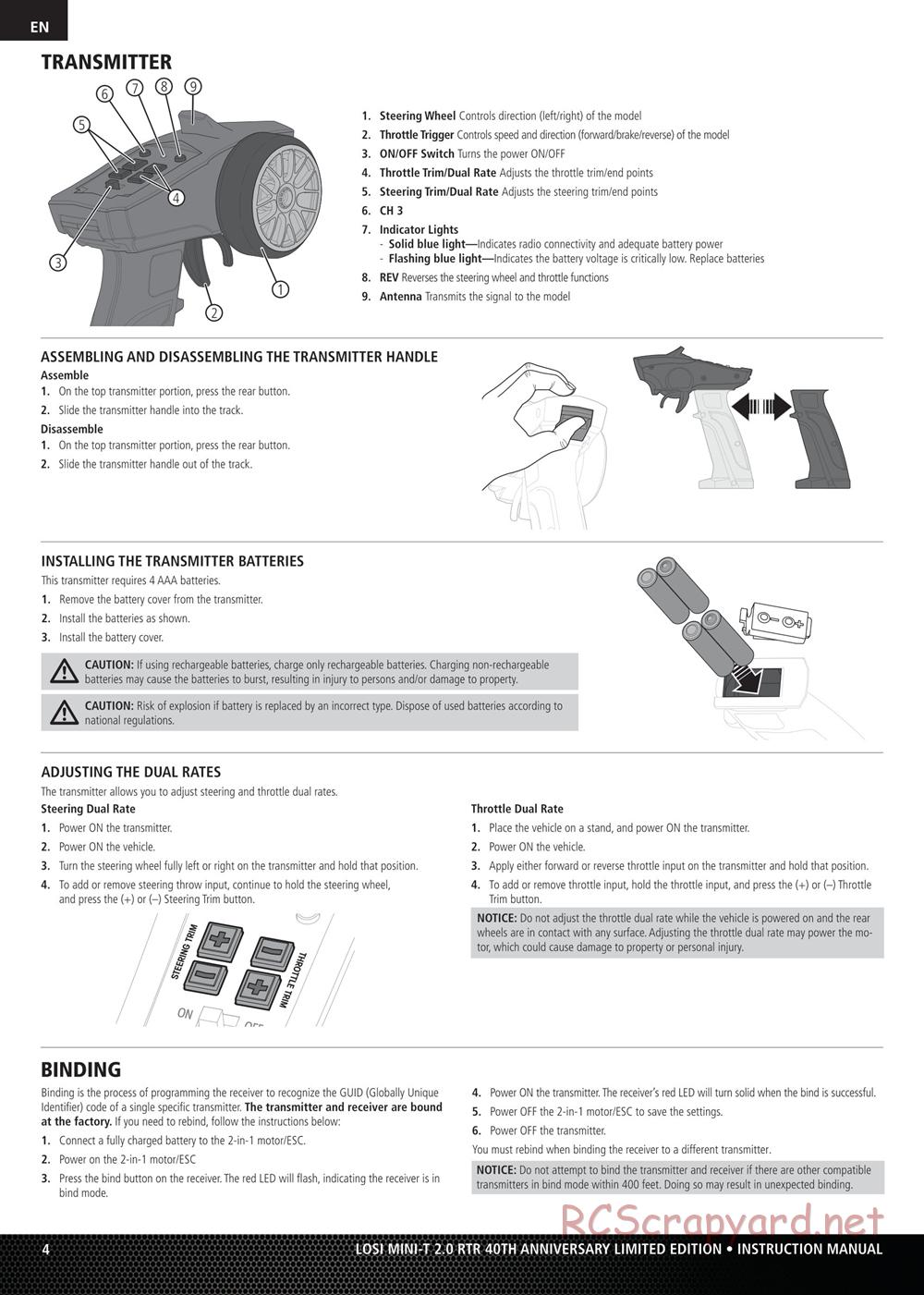 Team Losi - Mini-T 2.0 Limited Edition - Manual - Page 4