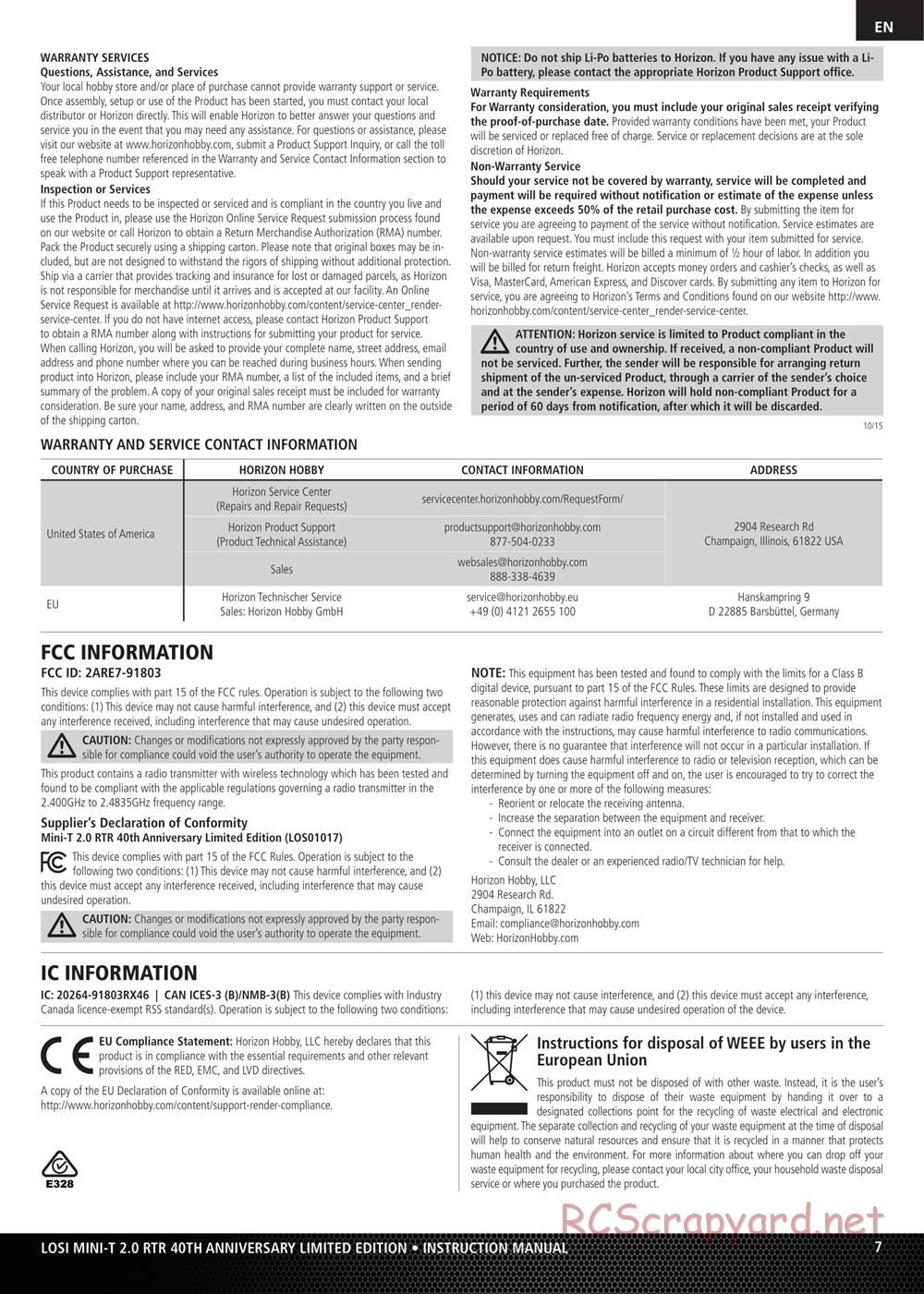 Team Losi - Mini-T 2.0 Limited Edition - Manual - Page 7