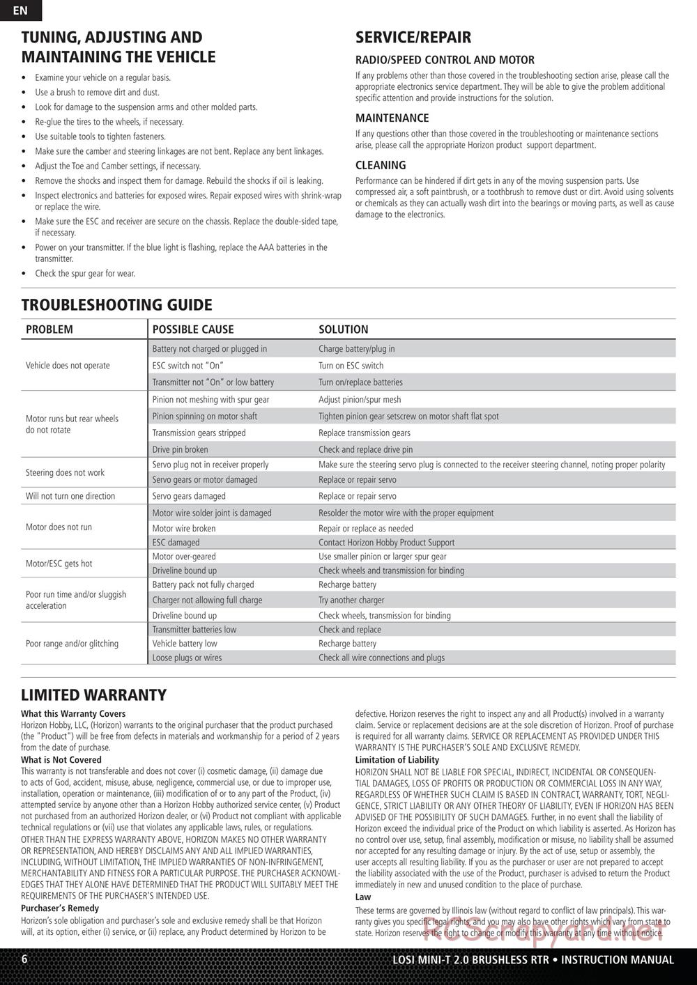 Team Losi - Mini-T 2.0 - Manual - Page 6