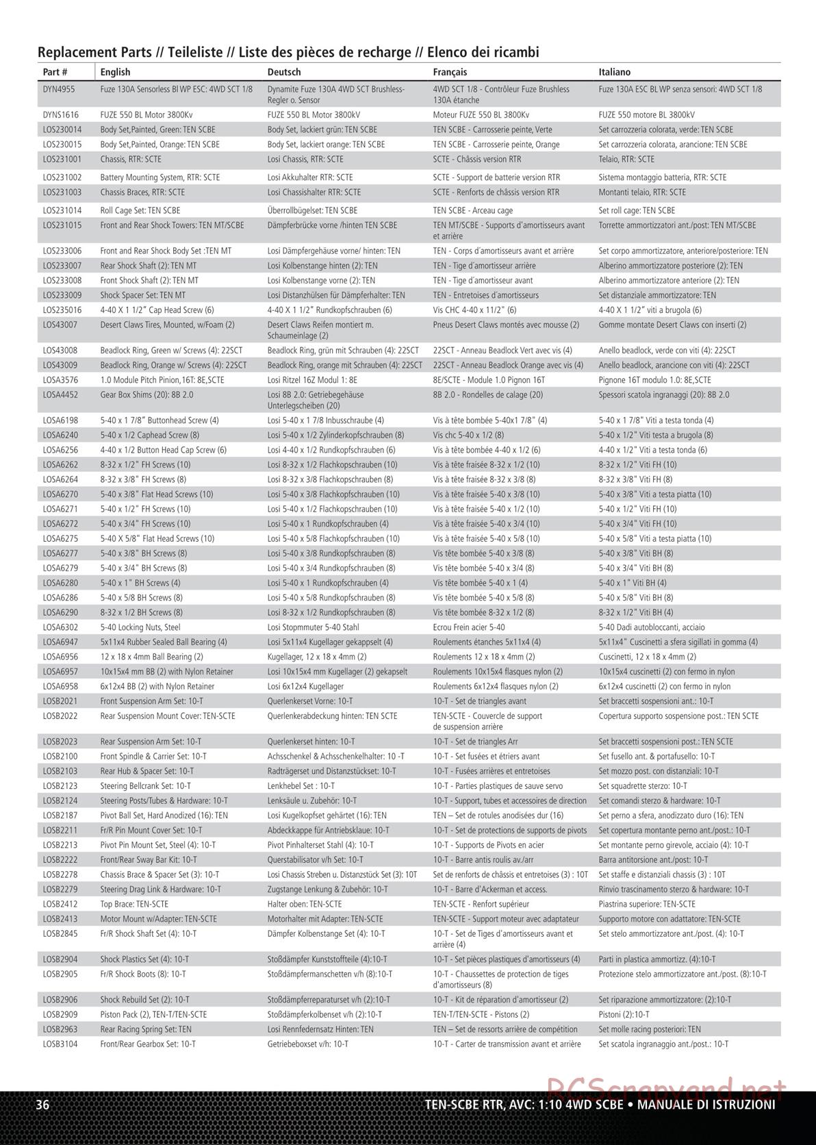 Team Losi - Ten-SCBE - Manual - Page 1