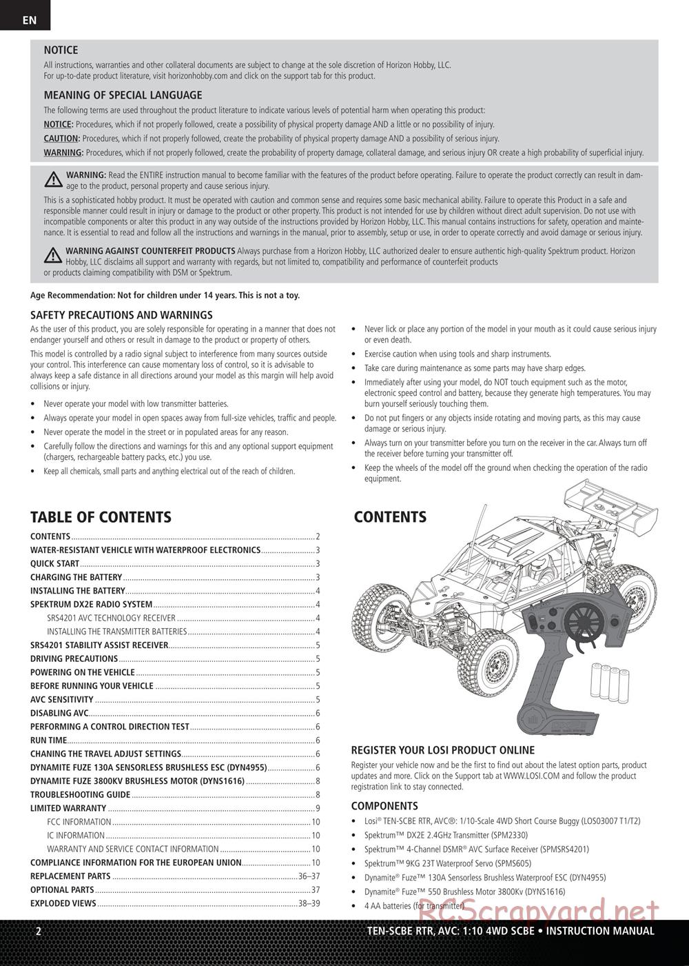 Team Losi - Ten-SCBE - Manual - Page 2