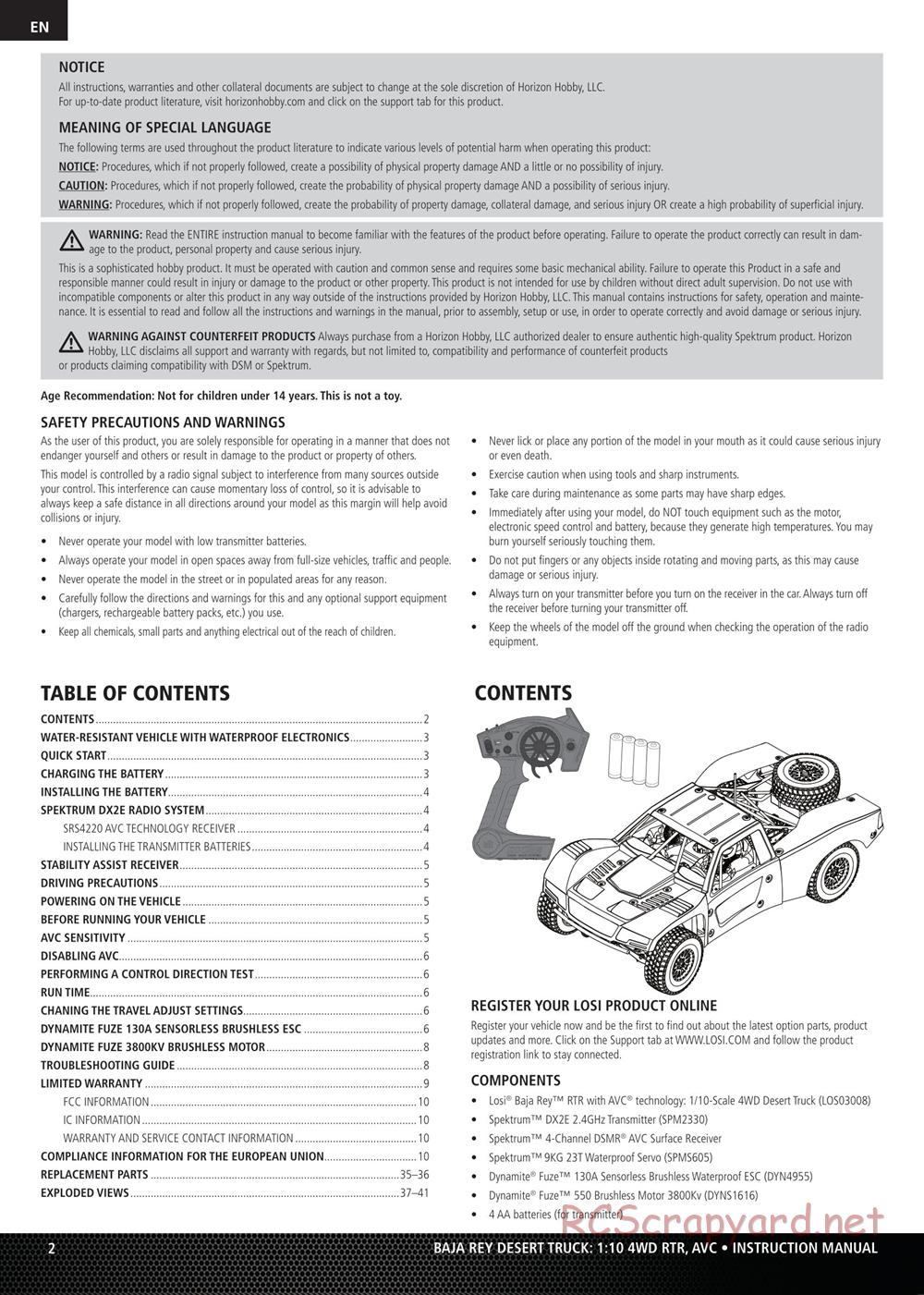 Team Losi - Baja Rey - Manual - Page 2