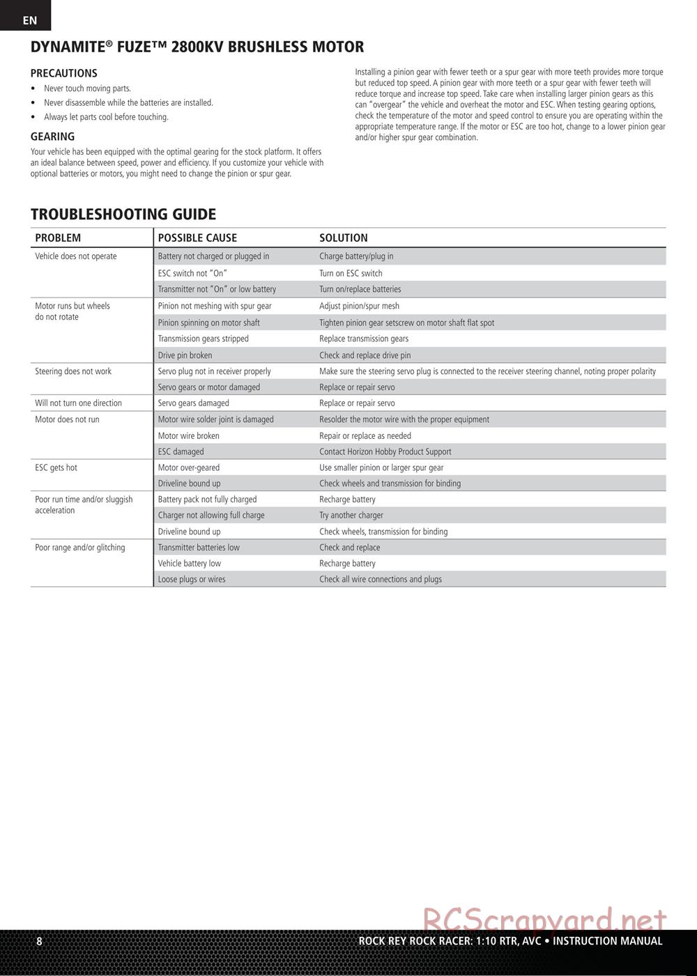 Team Losi - Rock Rey - Rock Racer - Manual - Page 8