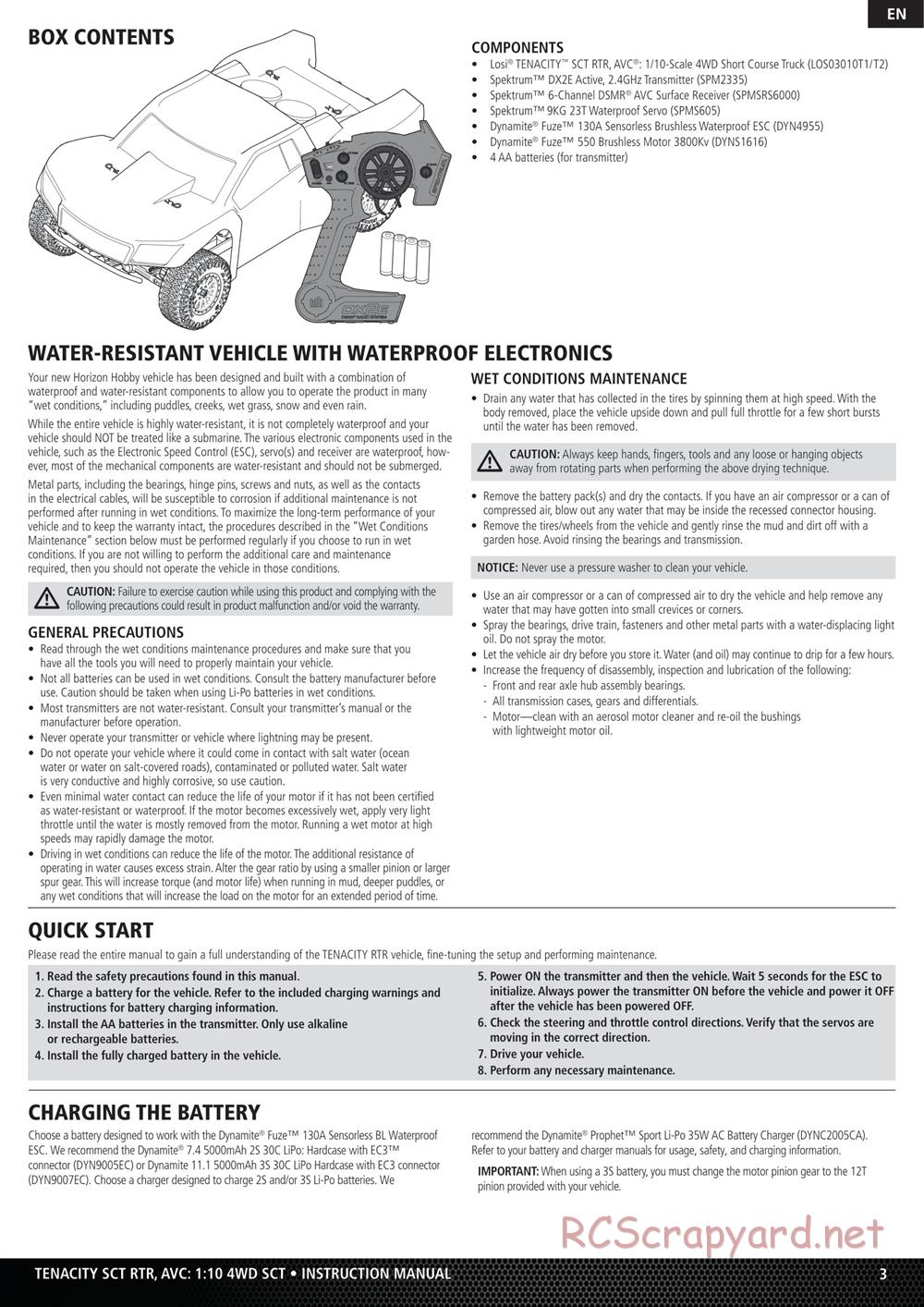 Team Losi - Tenacity-SCT - Manual - Page 3