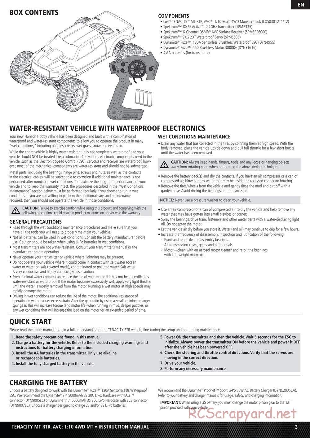 Team Losi - Tenacity-MT - Manual - Page 3