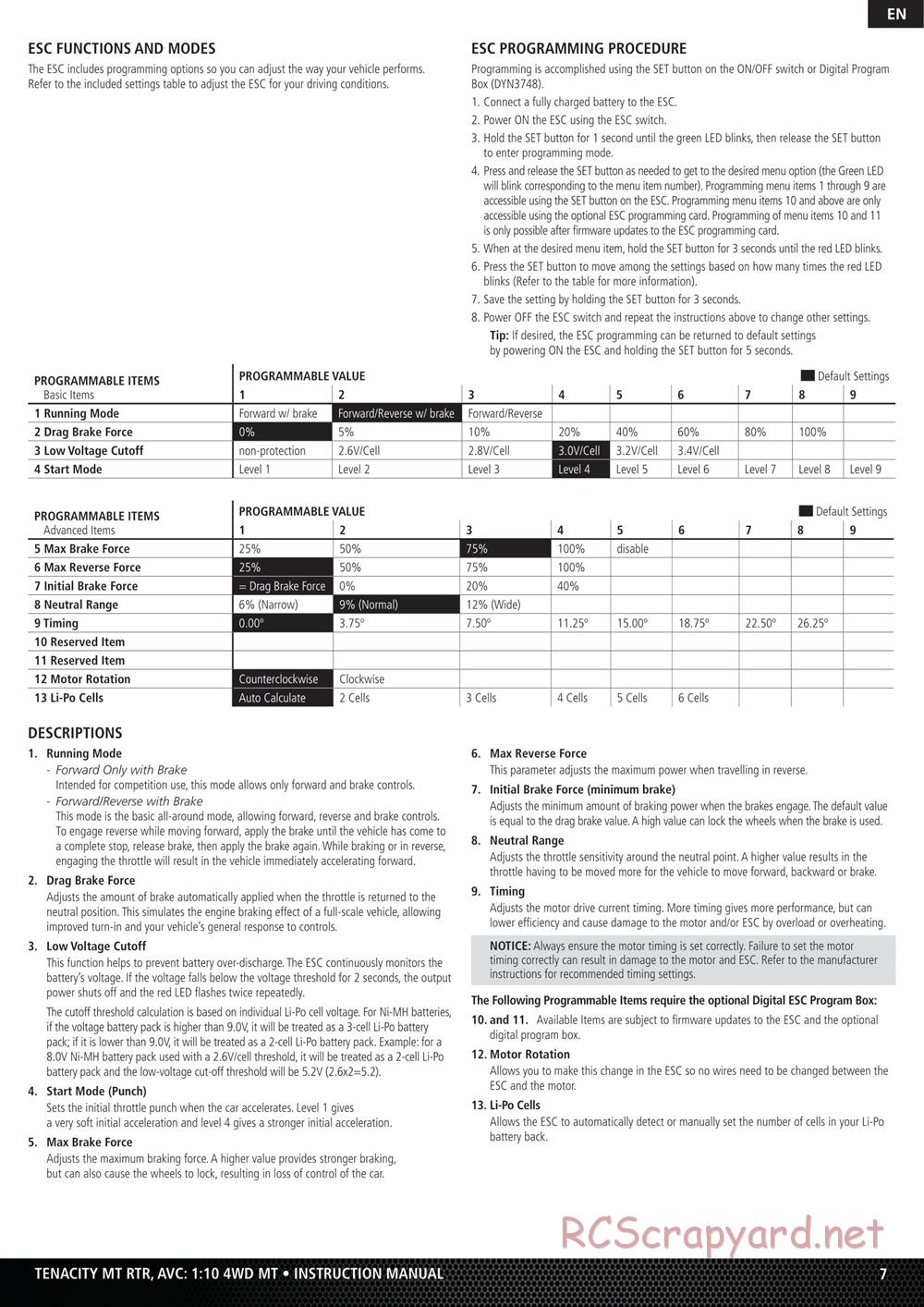 Team Losi - Tenacity-MT - Manual - Page 7