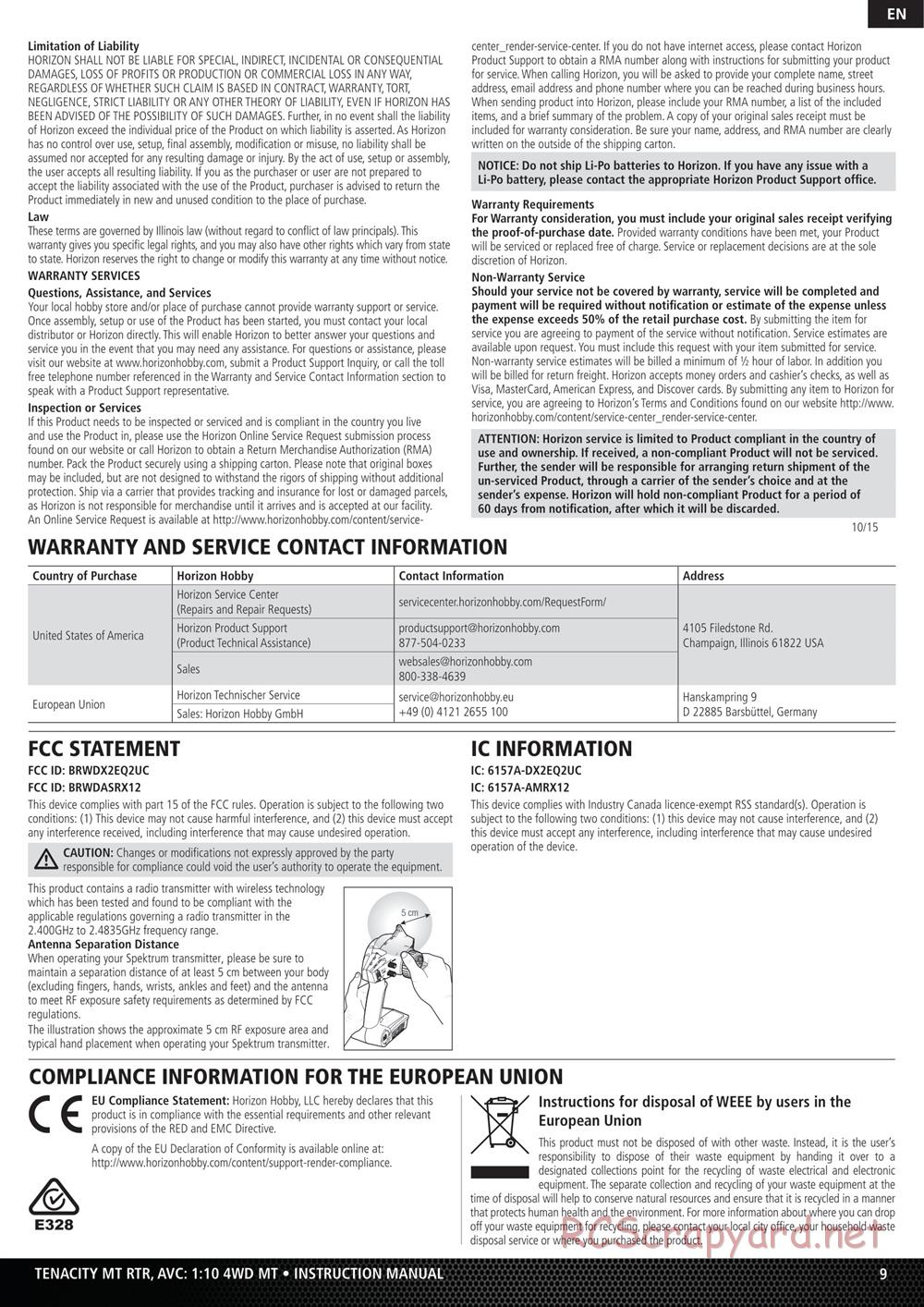 Team Losi - Tenacity-MT - Manual - Page 9