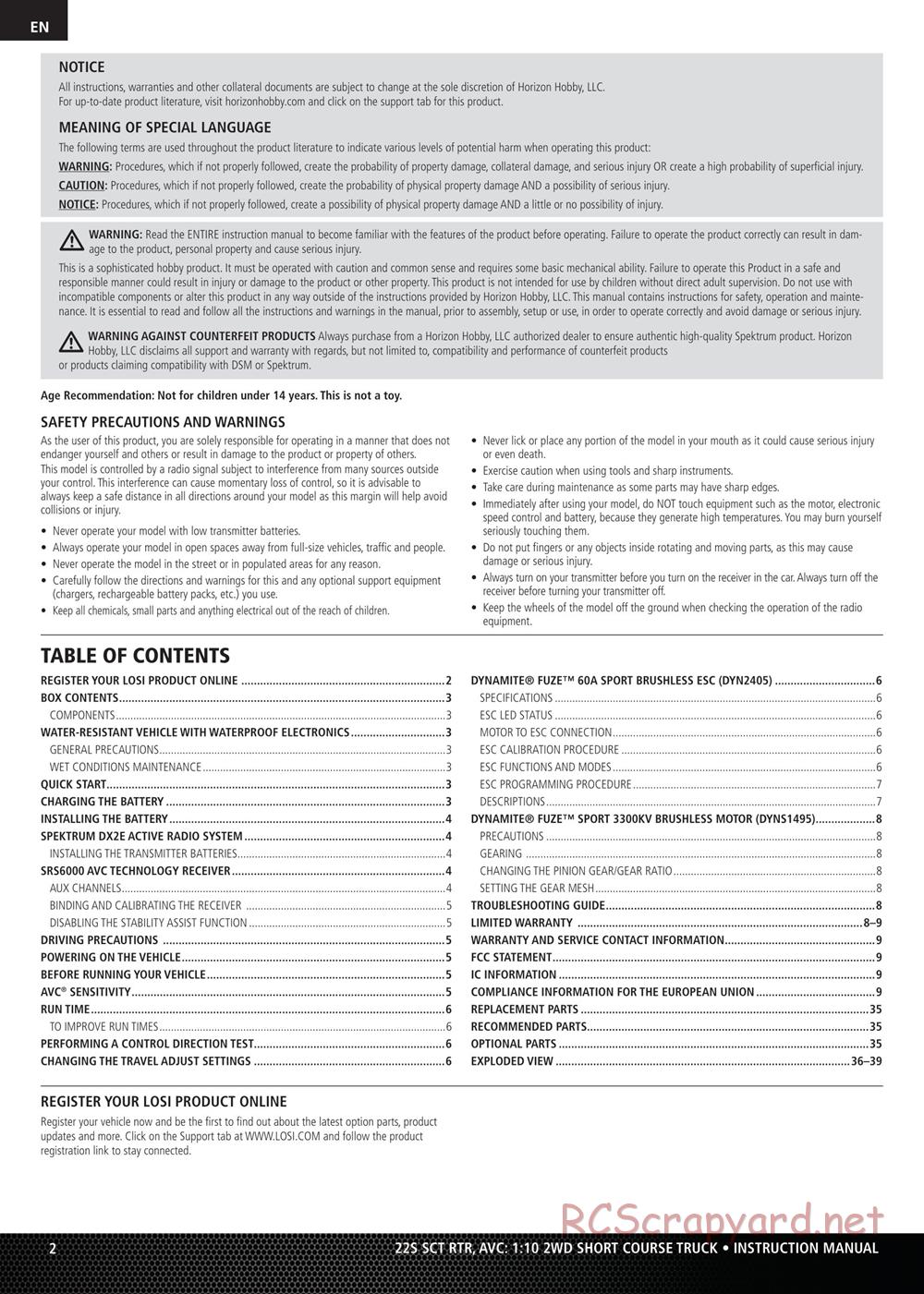 Team Losi - 22S SCT Maxxis - Manual - Page 2