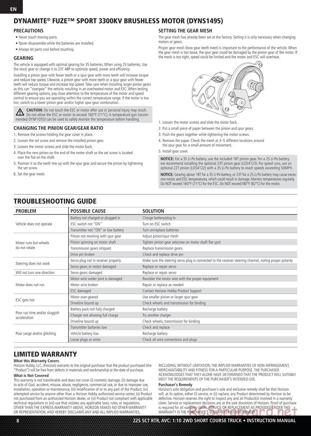 Team Losi - 22S SCT Maxxis - Manual - Page 8