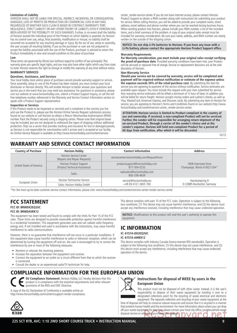 Team Losi - 22S SCT Maxxis - Manual - Page 9