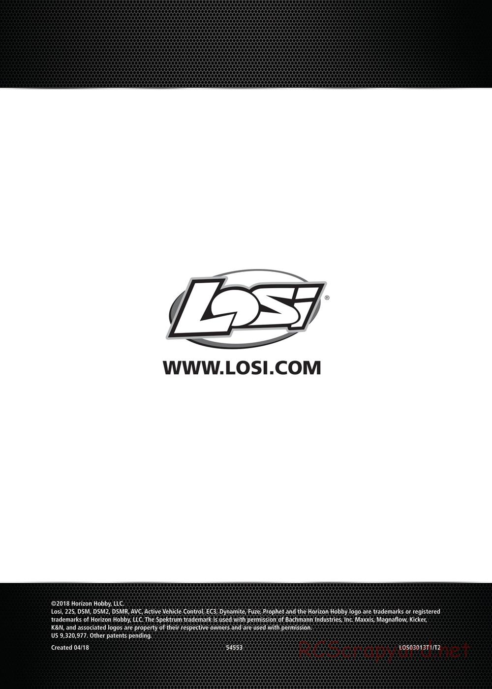 Team Losi - 22S SCT Maxxis - Manual - Page 16