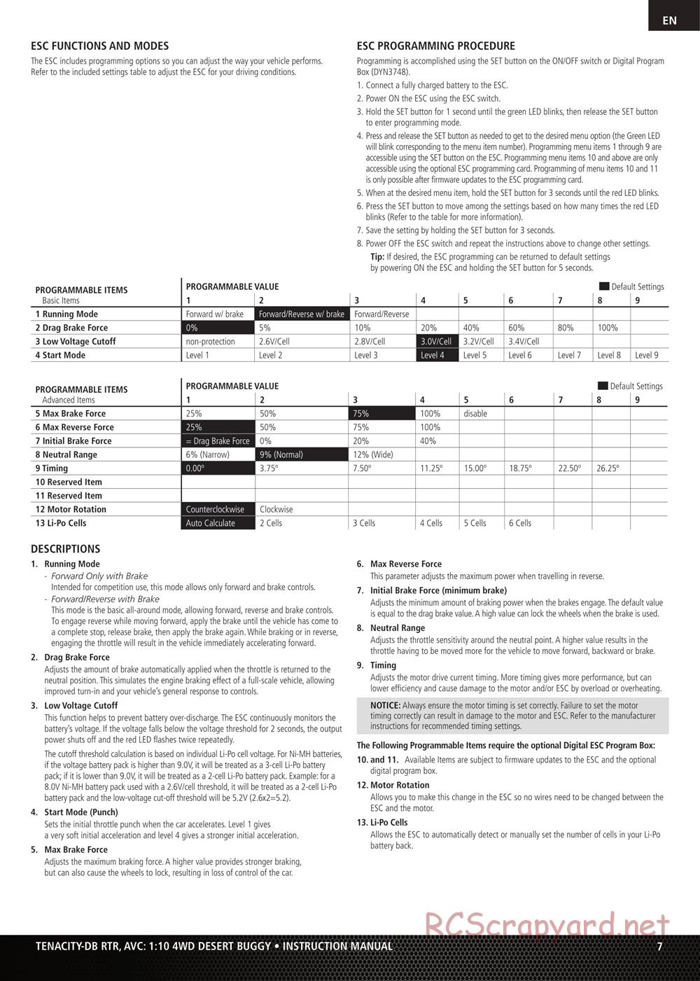 Team Losi - Tenacity-DB - Manual - Page 7