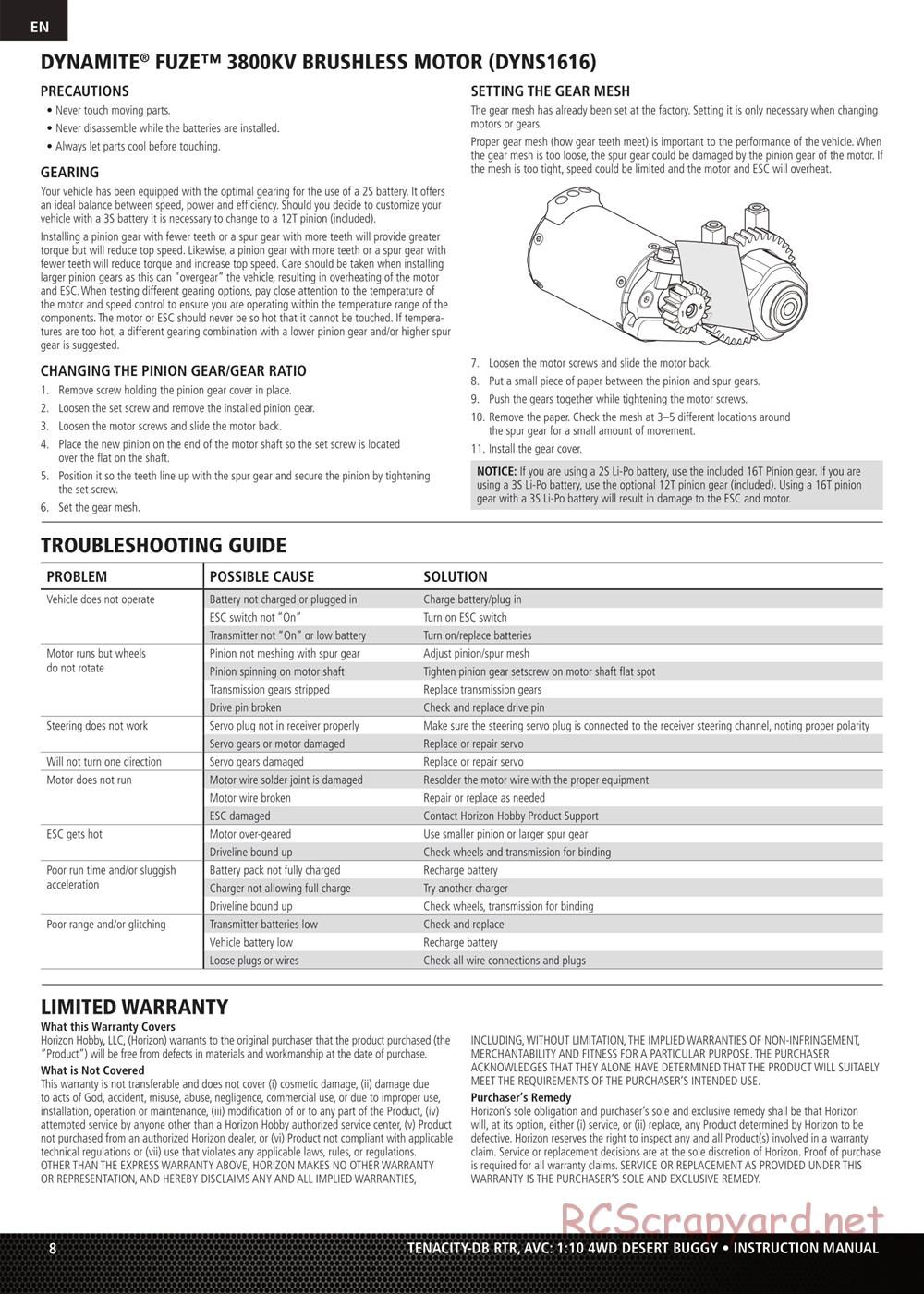 Team Losi - Tenacity-DB - Manual - Page 8